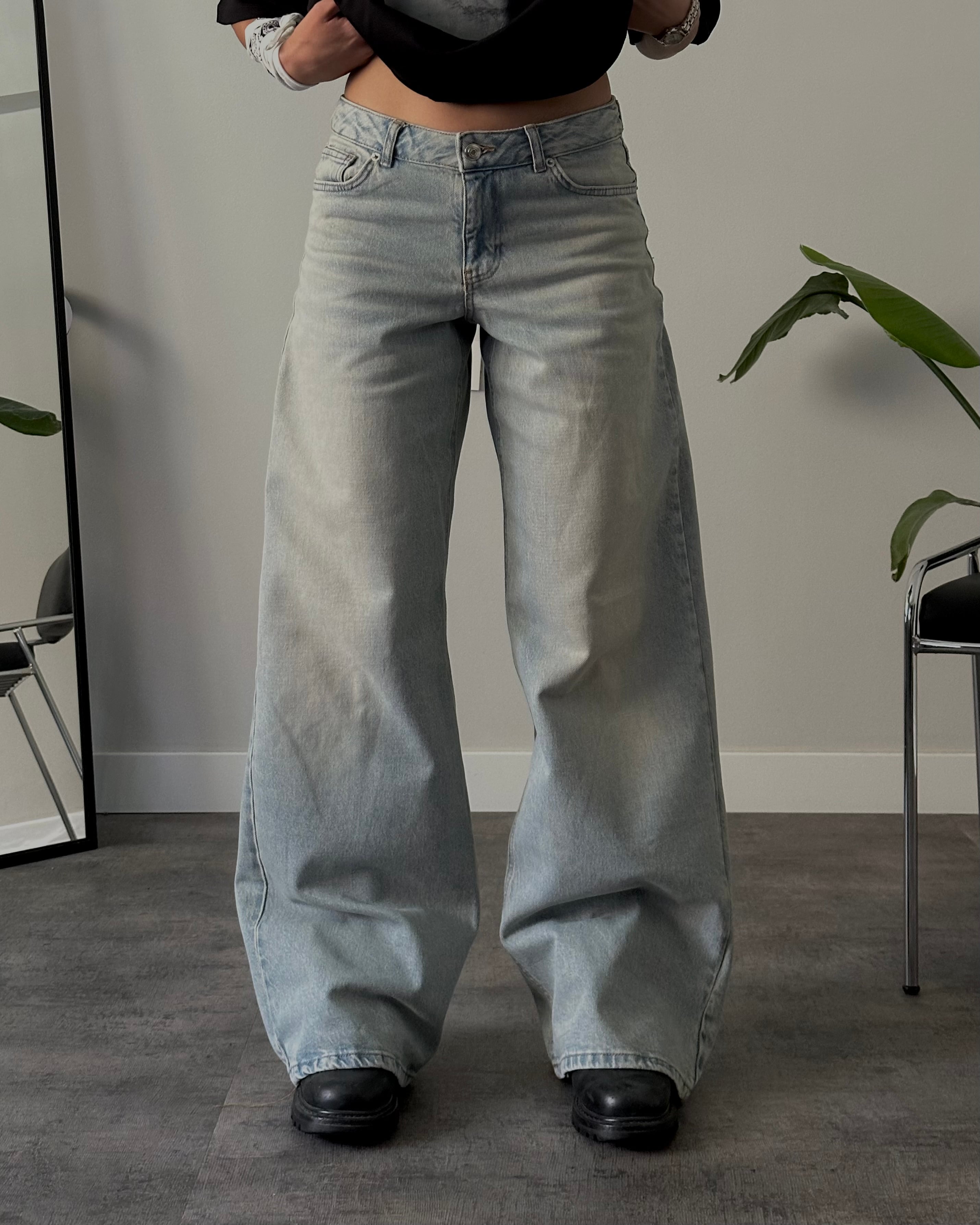 Düşük Bel Vintage Wide Leg Jean