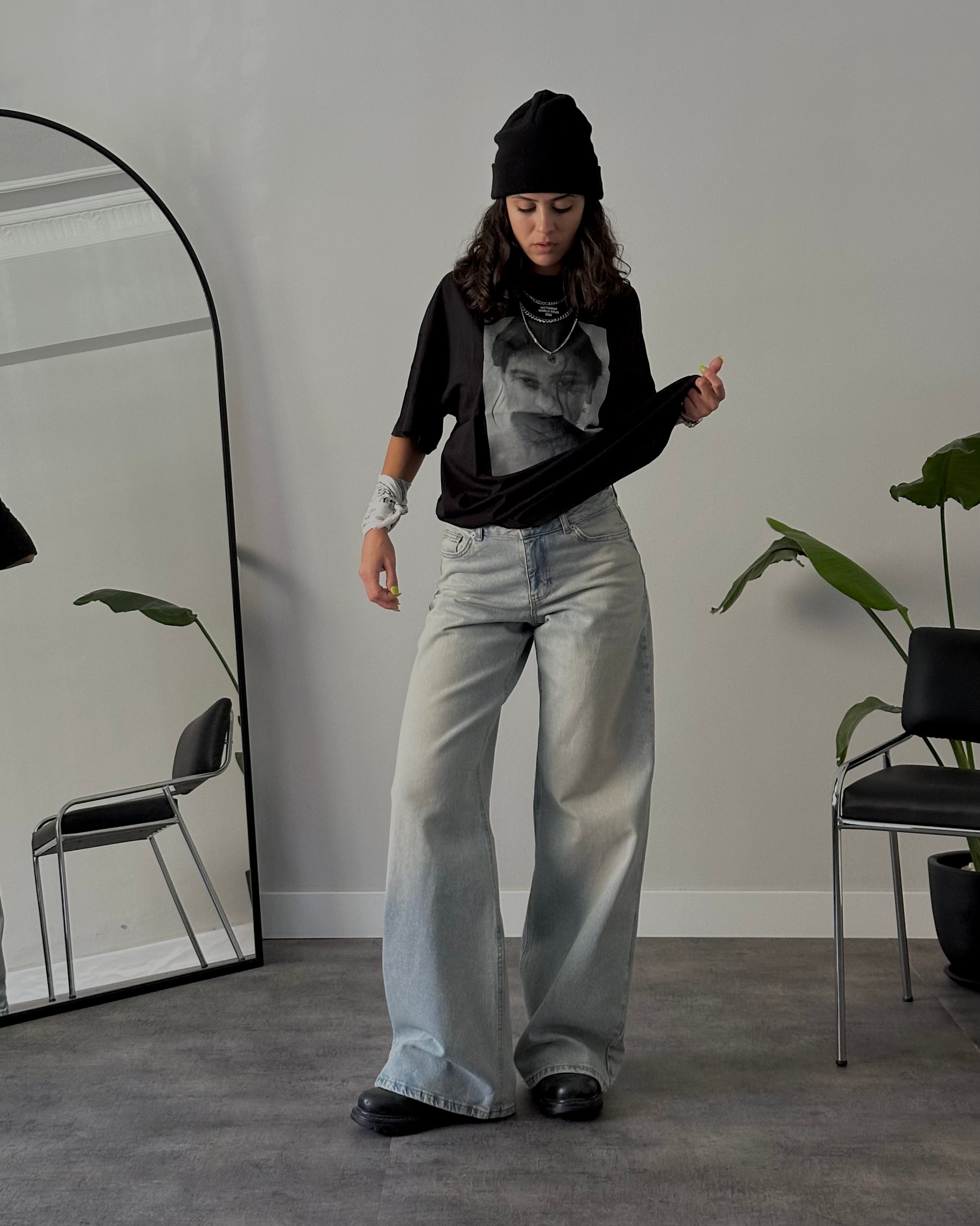 Düşük Bel Vintage Wide Leg Jean