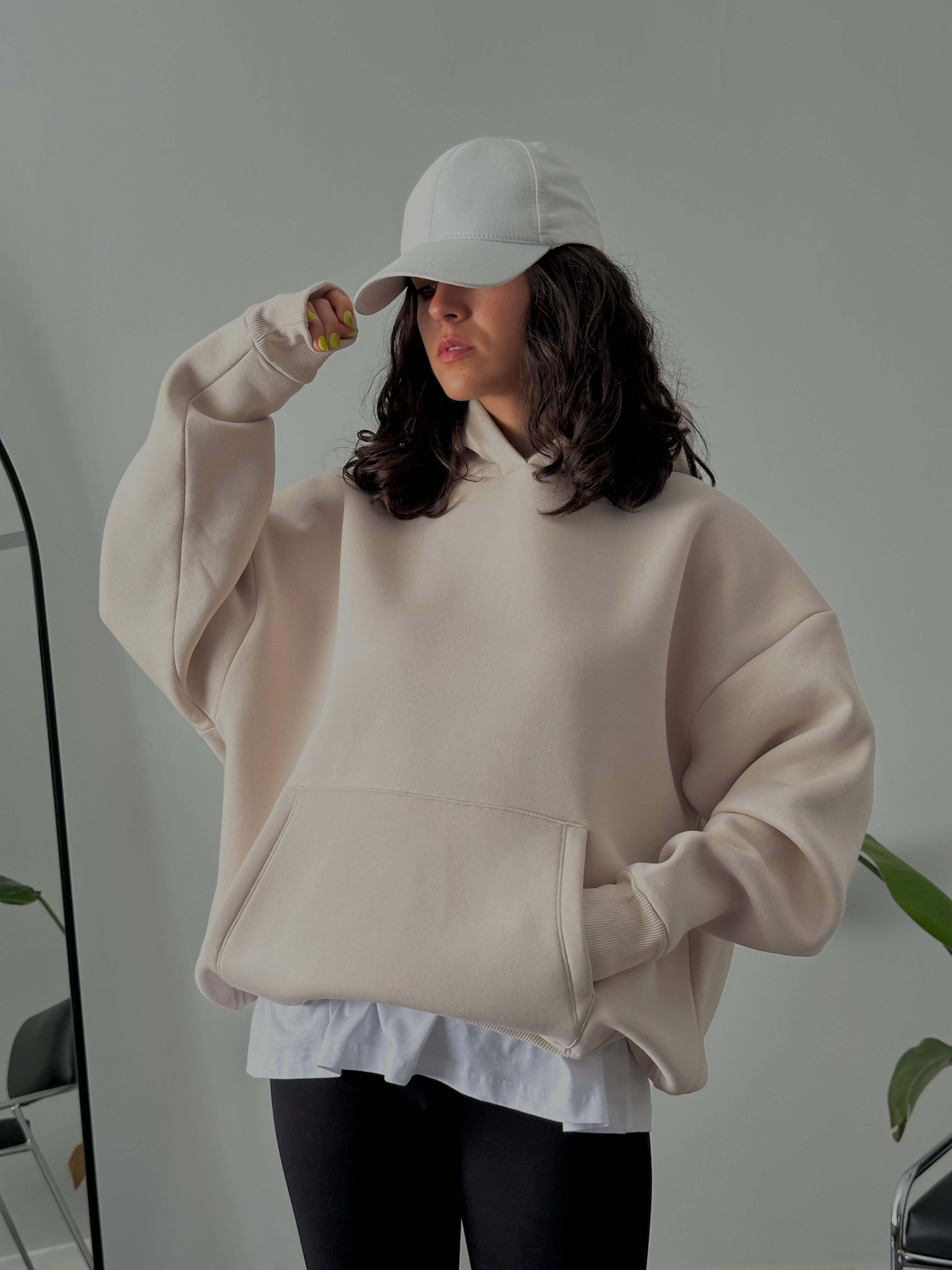 Women’s Oversized Hoodie - Beige