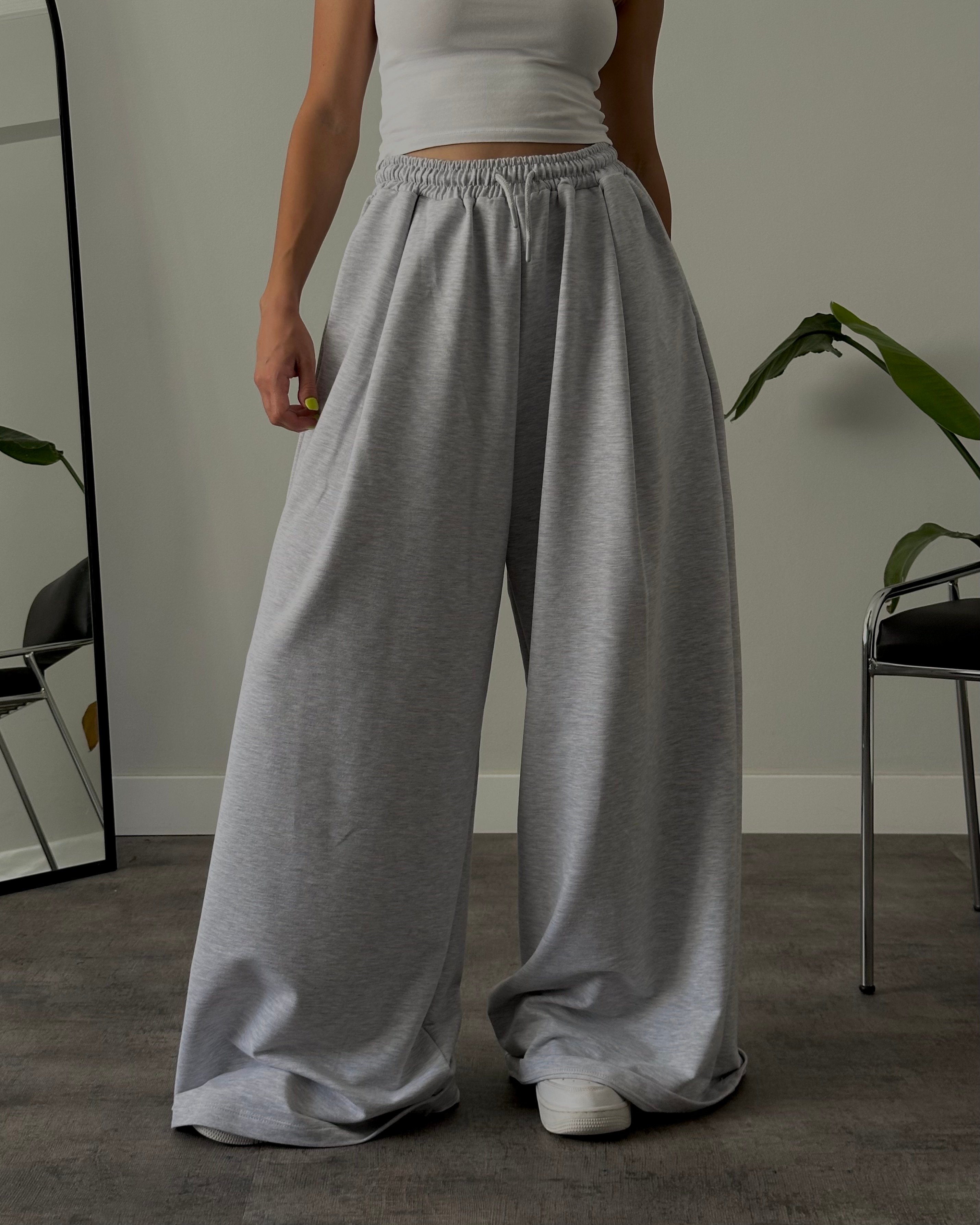 Yüksek Bel Extra Oversize Eşofman Altı - Grey