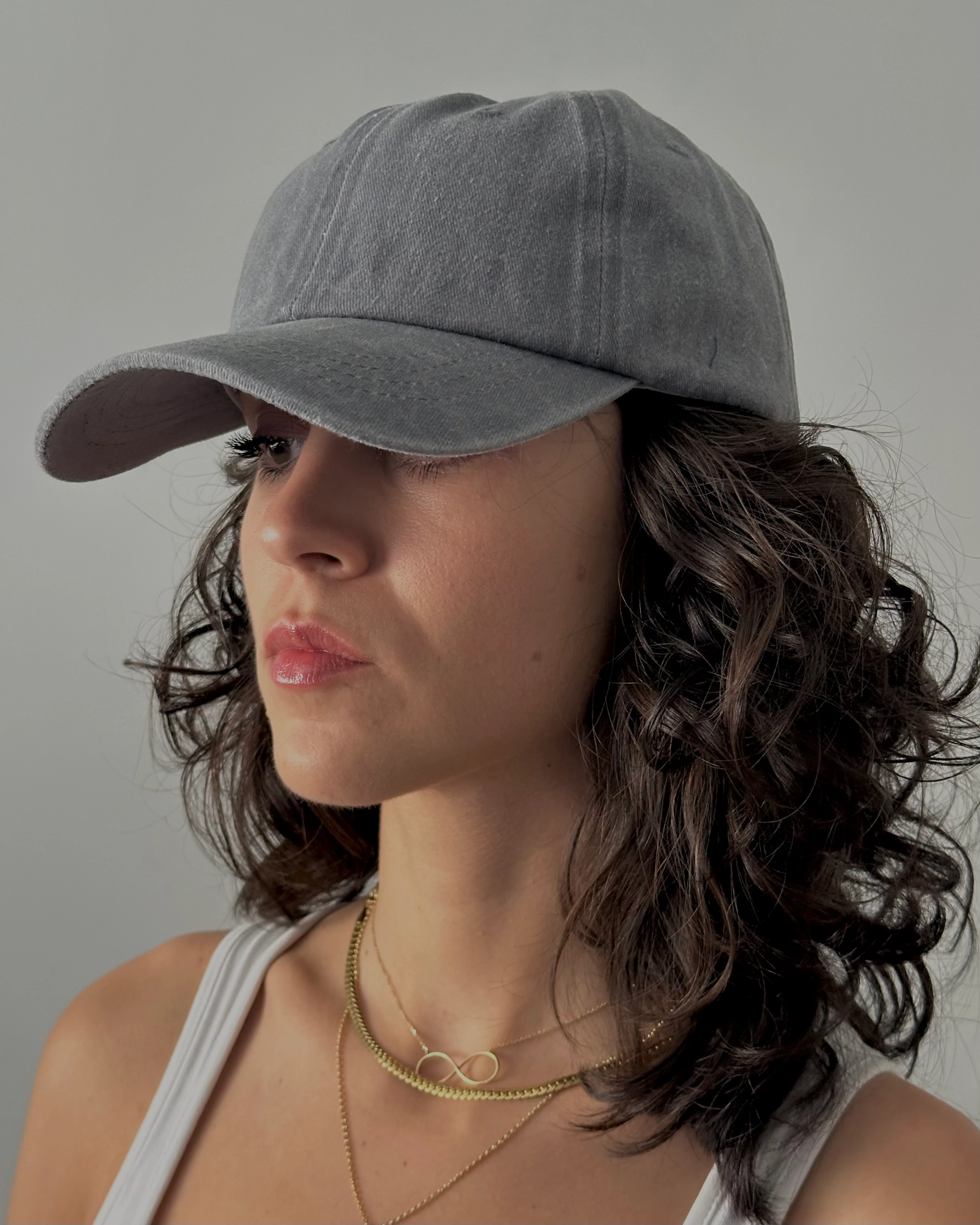 %100 Pamuk Asit Yıkamalı Şapka - Gri