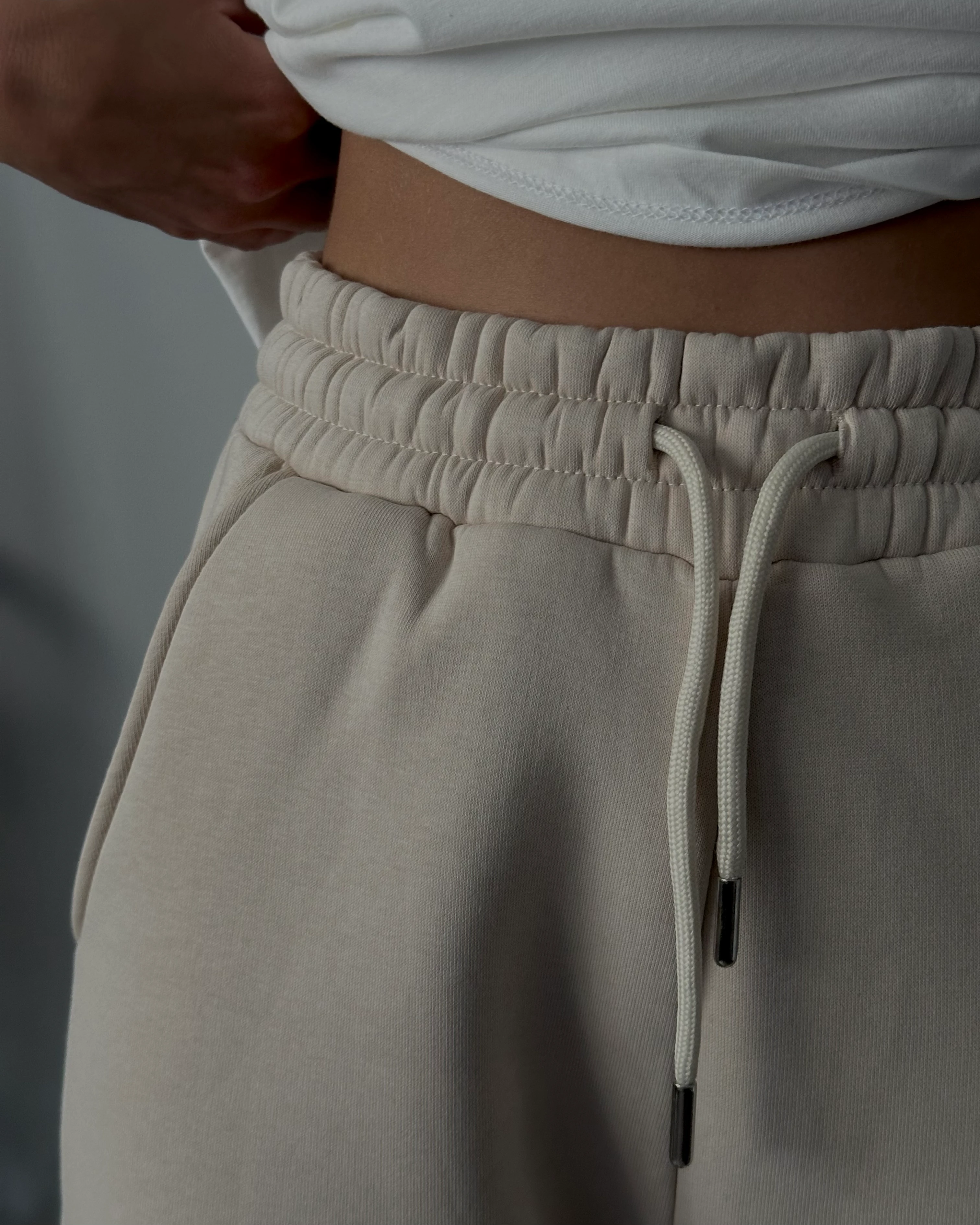 Bej Üç İplik Şardonlu Eşofman Takımı