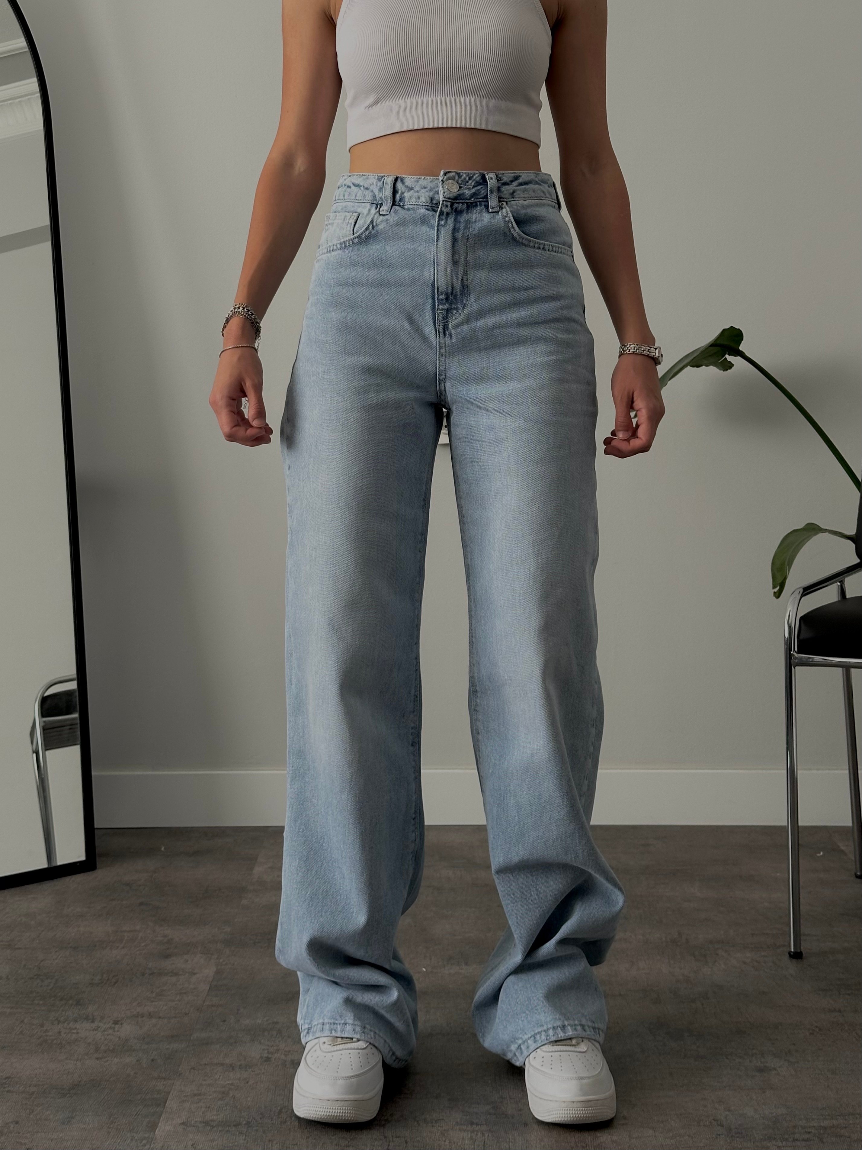Yüksek Bel Straight Fit Jean