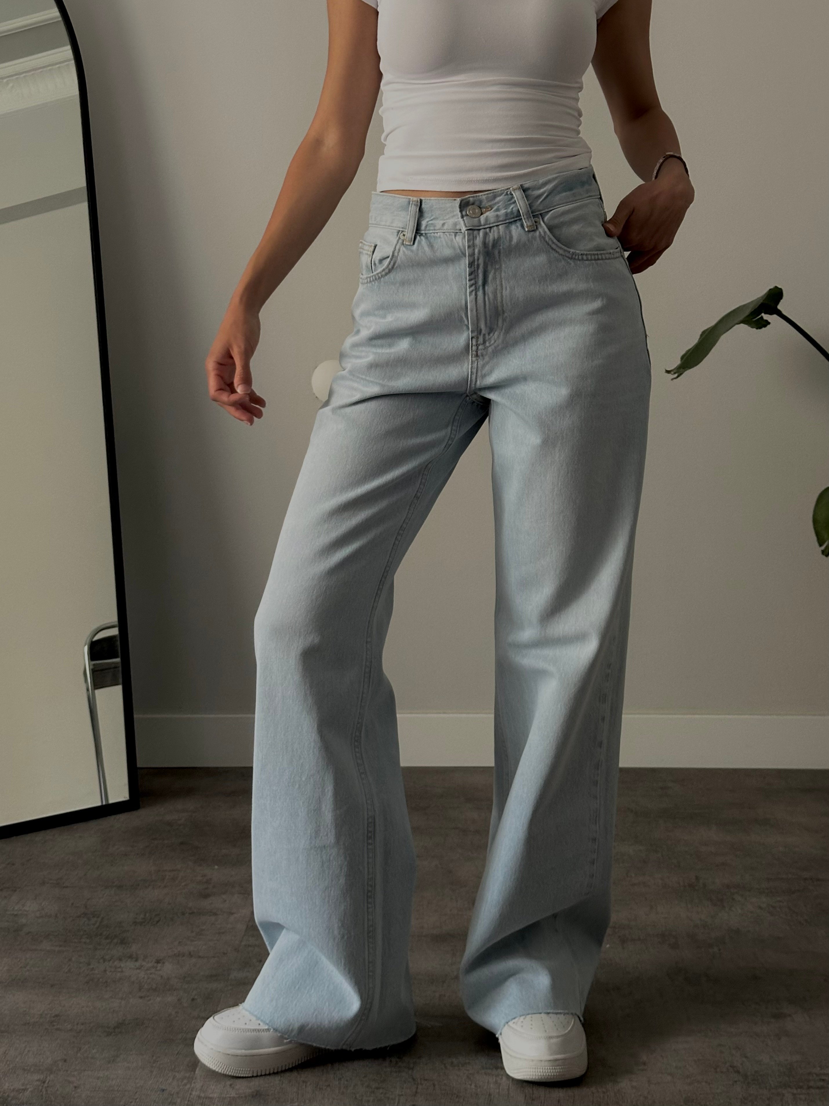 Yüksek Bel Straight Jean - Buz Mavi Denim