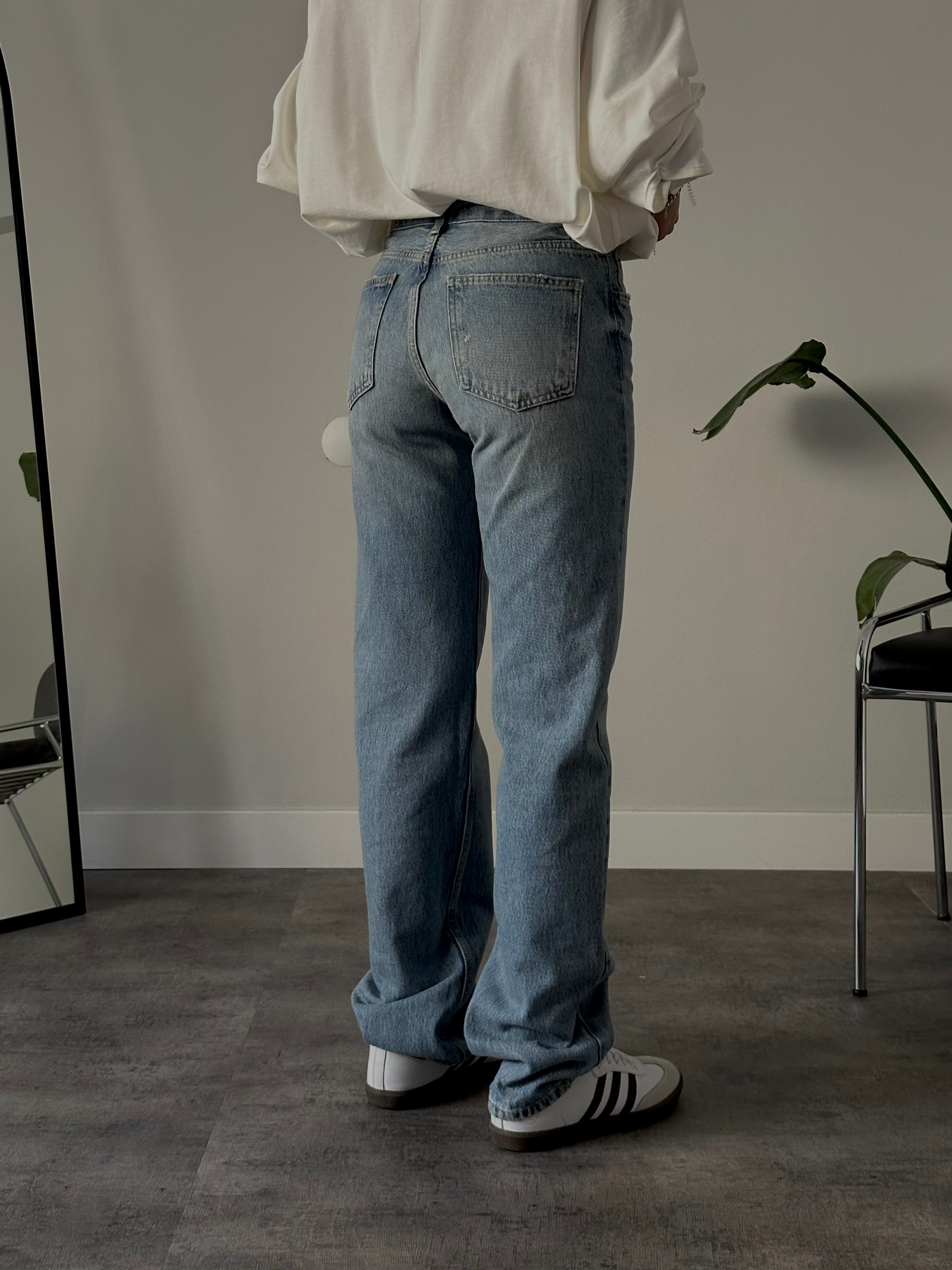 Orta Bel Soluk Mavi Straight Fit Jean