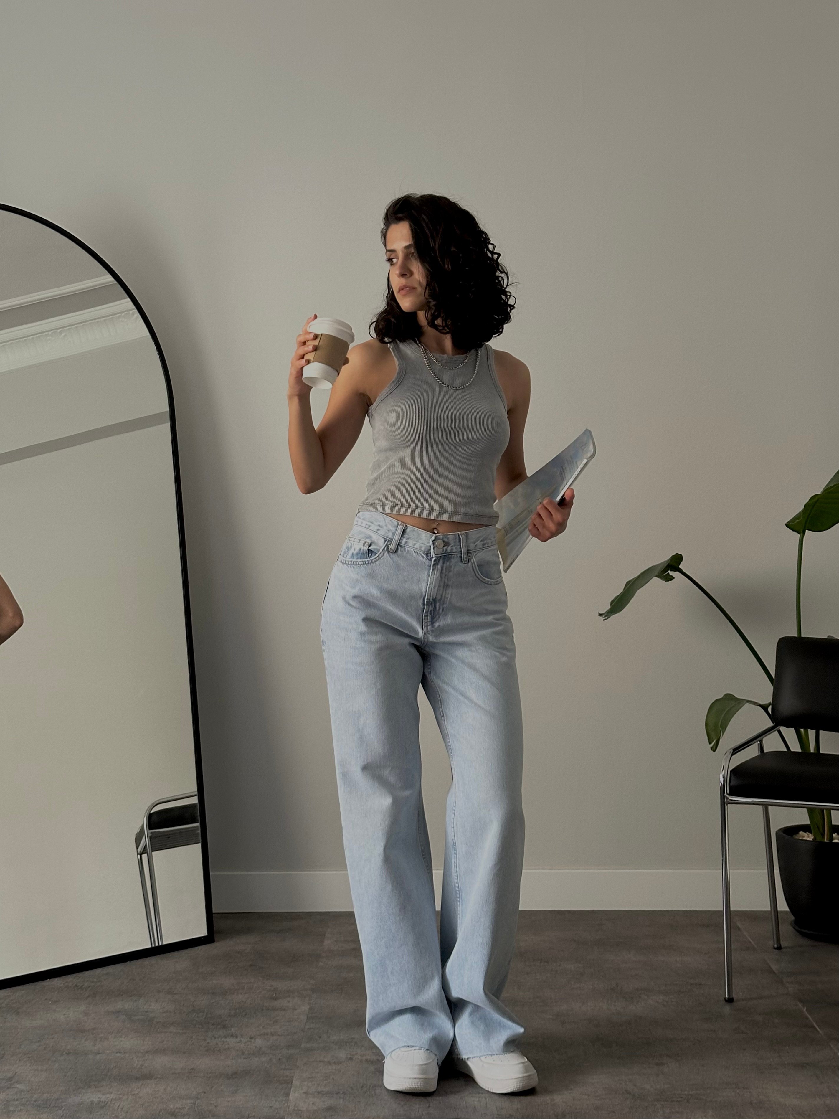 Yüksek Bel Straight Jean - Hafif Yıkamalı Denim
