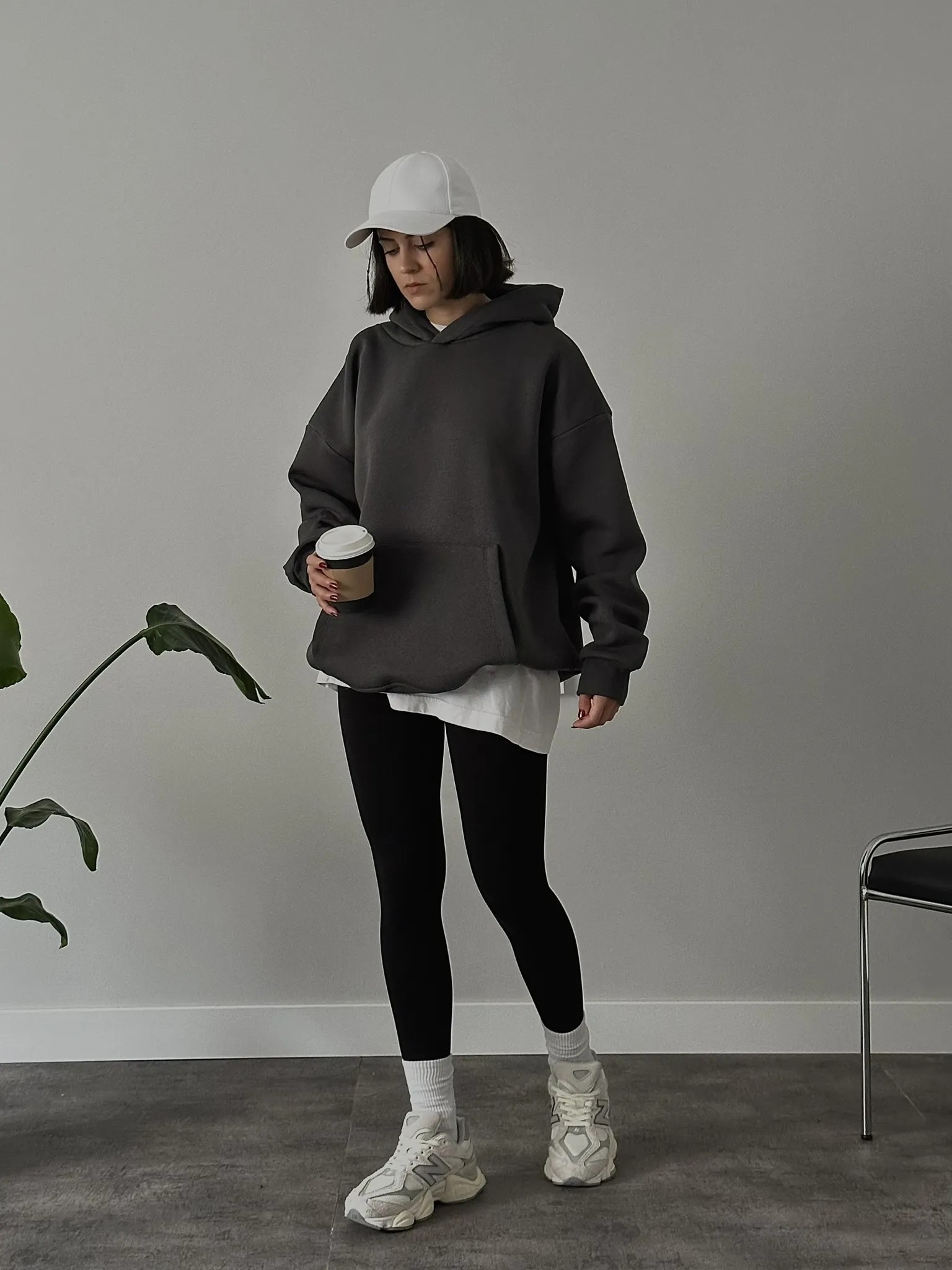 Oversize Kadın Kapüşonlu Sweatshirt - Antrasit