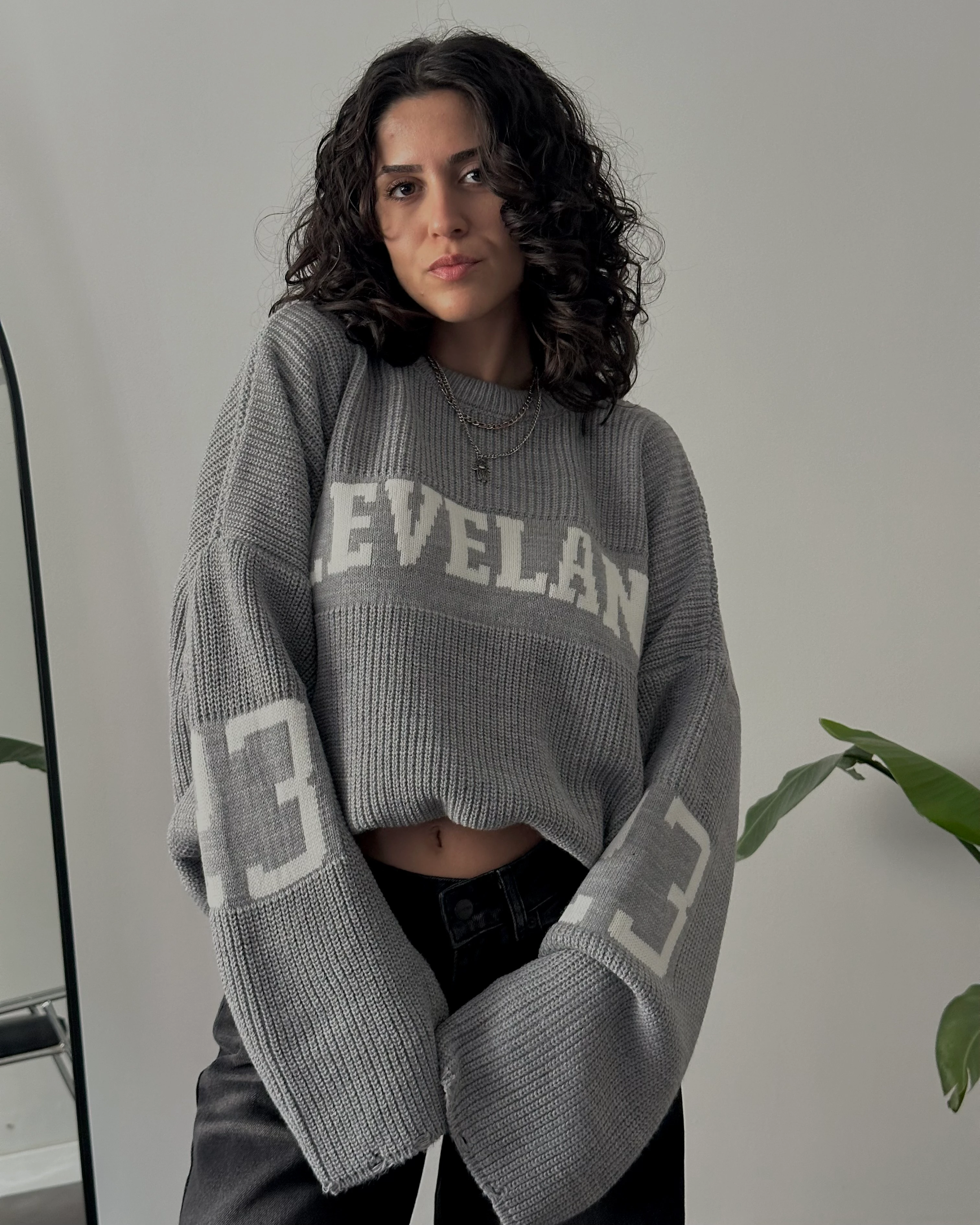 Oversize Cleveland Kolej Triko Kazak