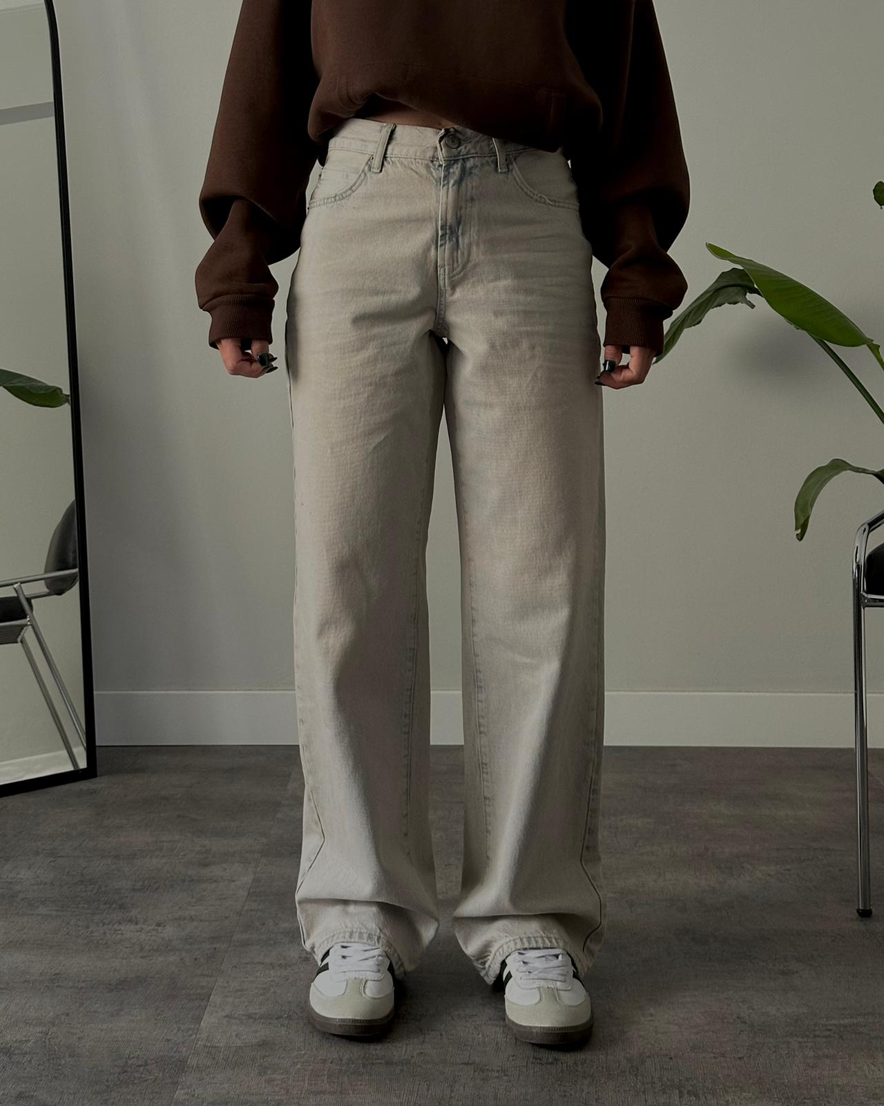 Yüksek Bel Vintage Yıkamalı Relaxed Jean