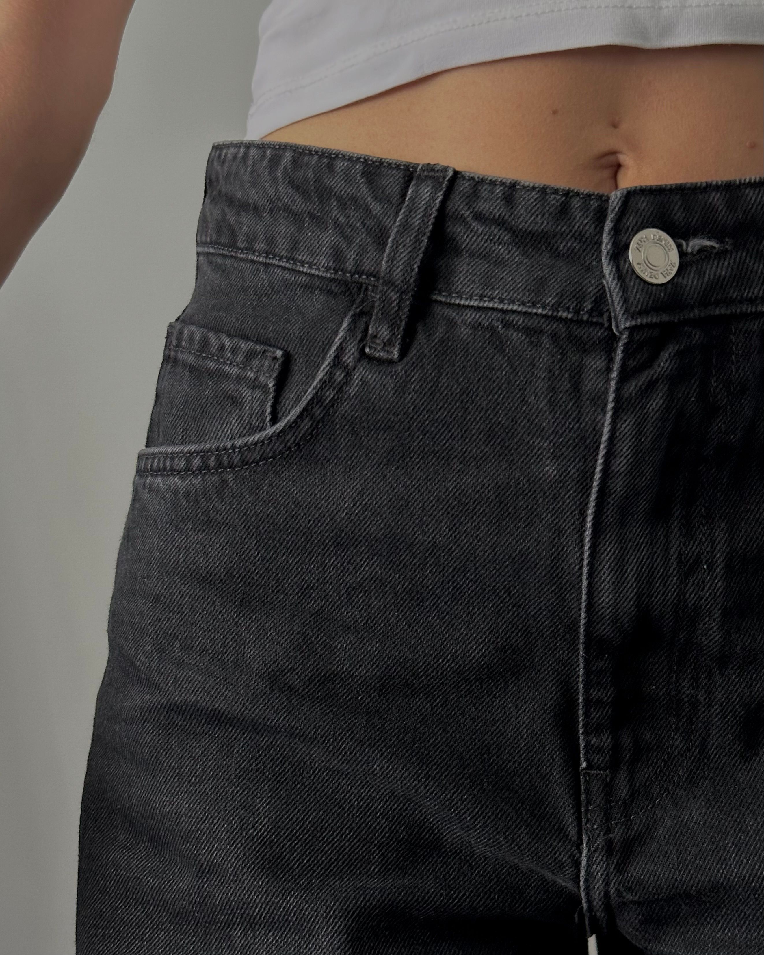 Yüksek Bel Siyah Baggy Jean