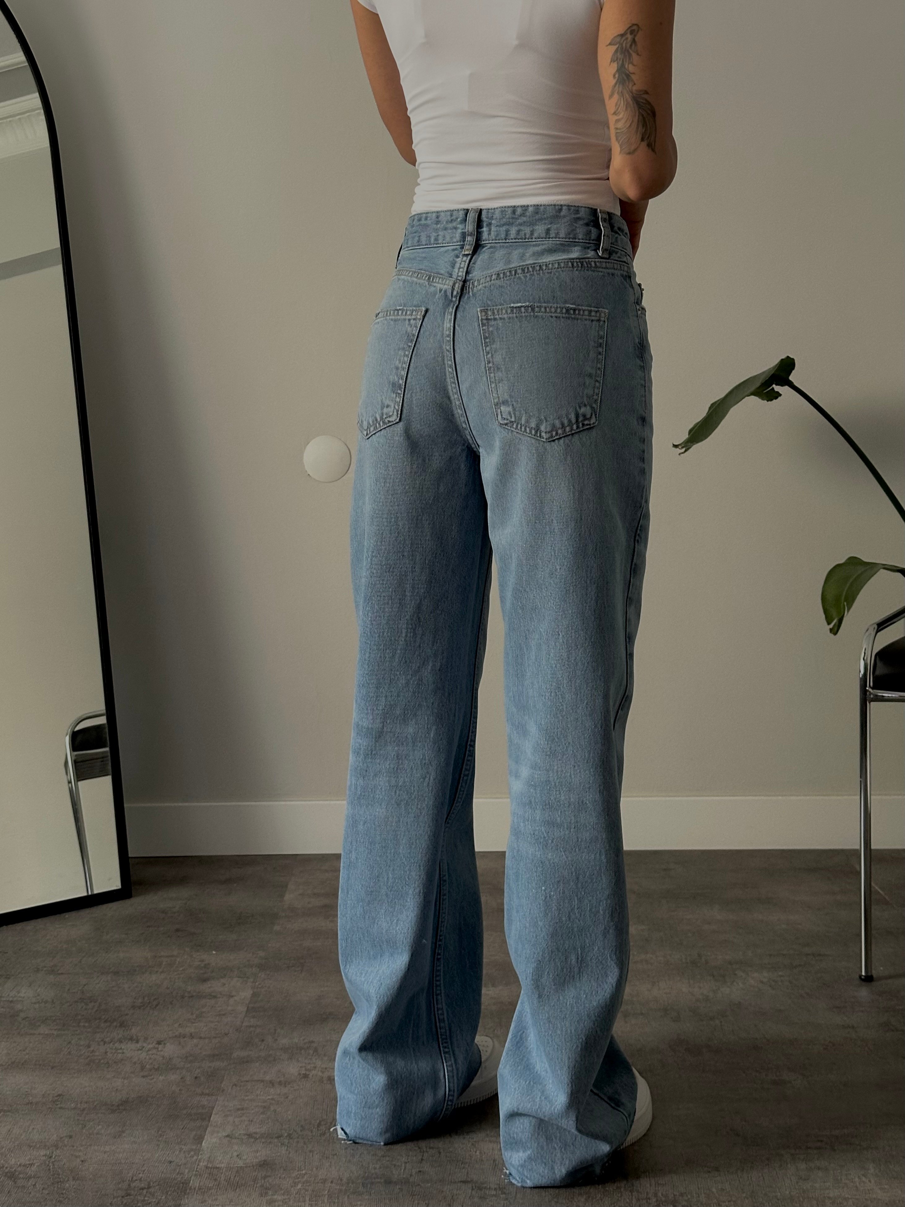 Yüksek Bel Straight Jean - Mavi Denim