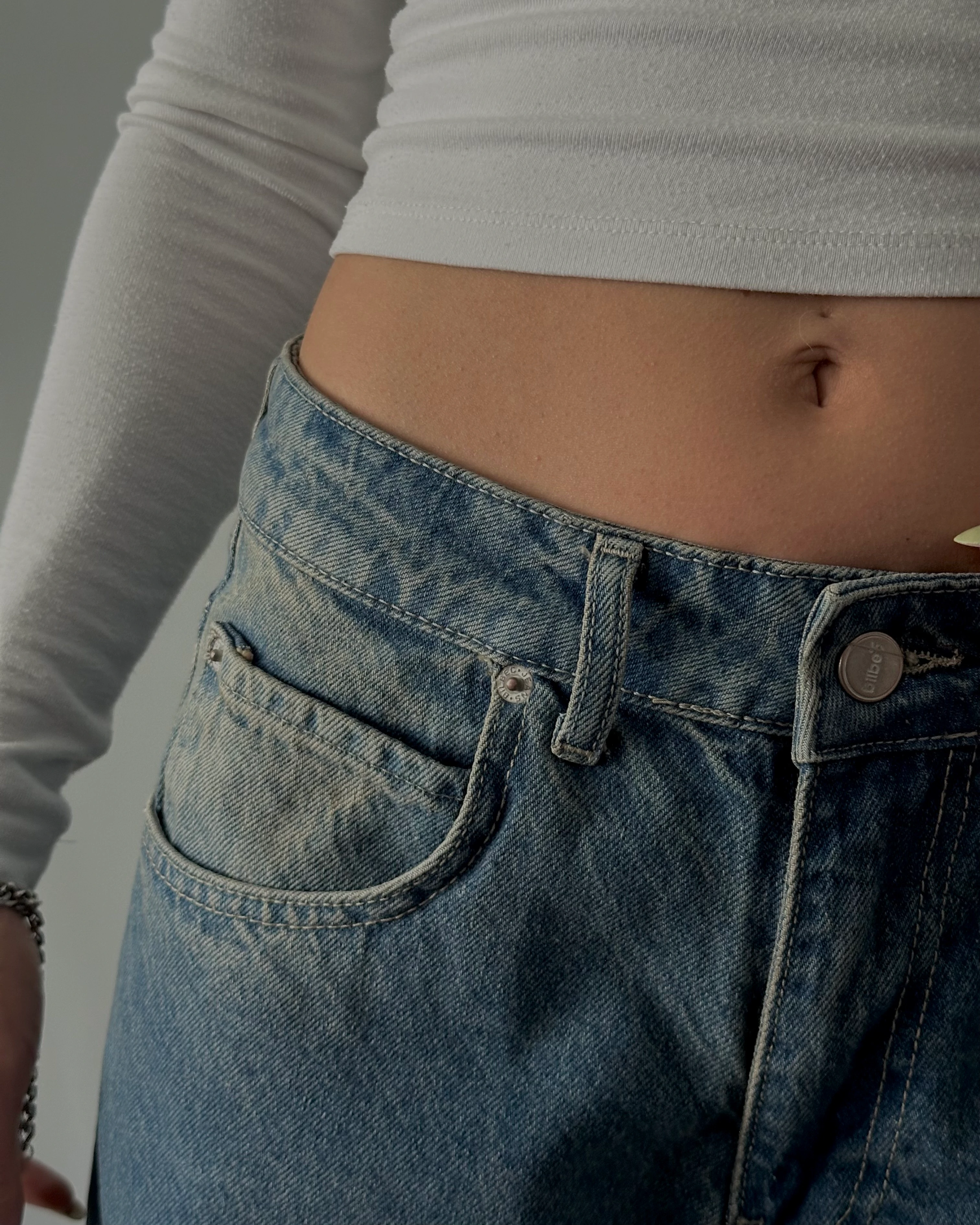 Yüksek Bel Mavi Dizi Pileli Ultra Baggy Vintage Jean