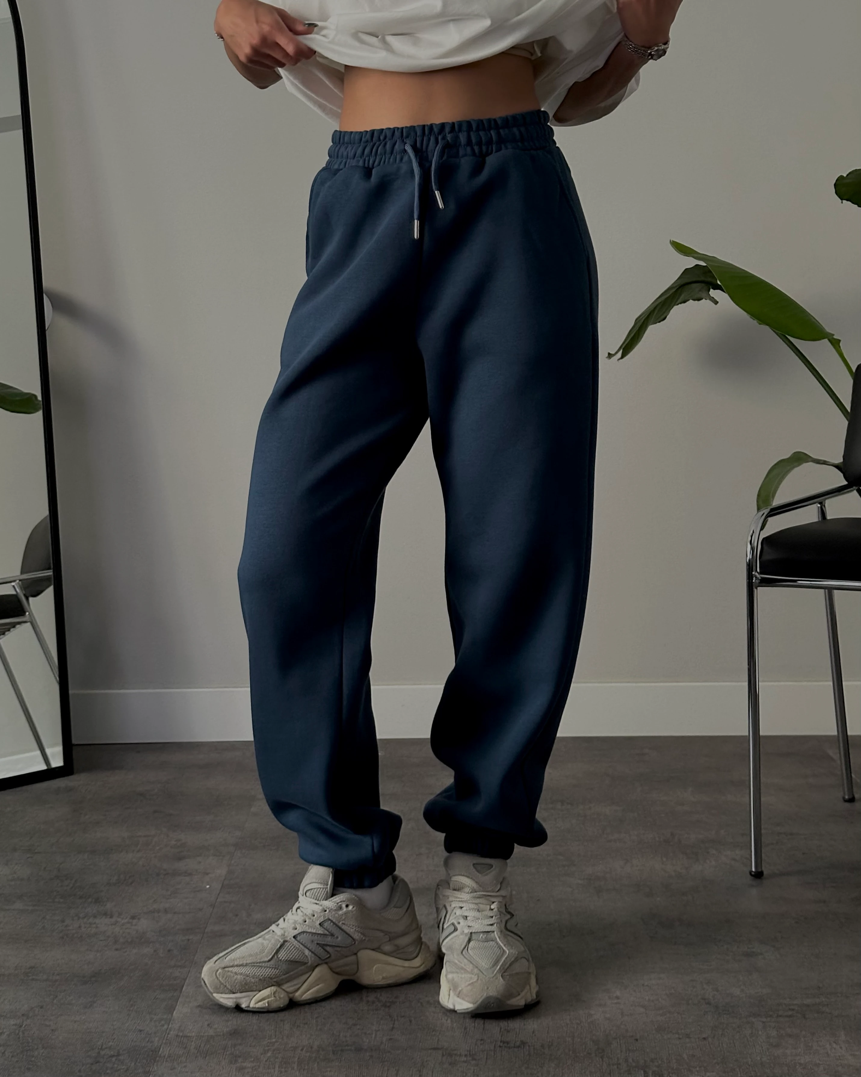 Rahat Kalıp Üç İplik Şardonlu Jogger Eşofman - İndigo