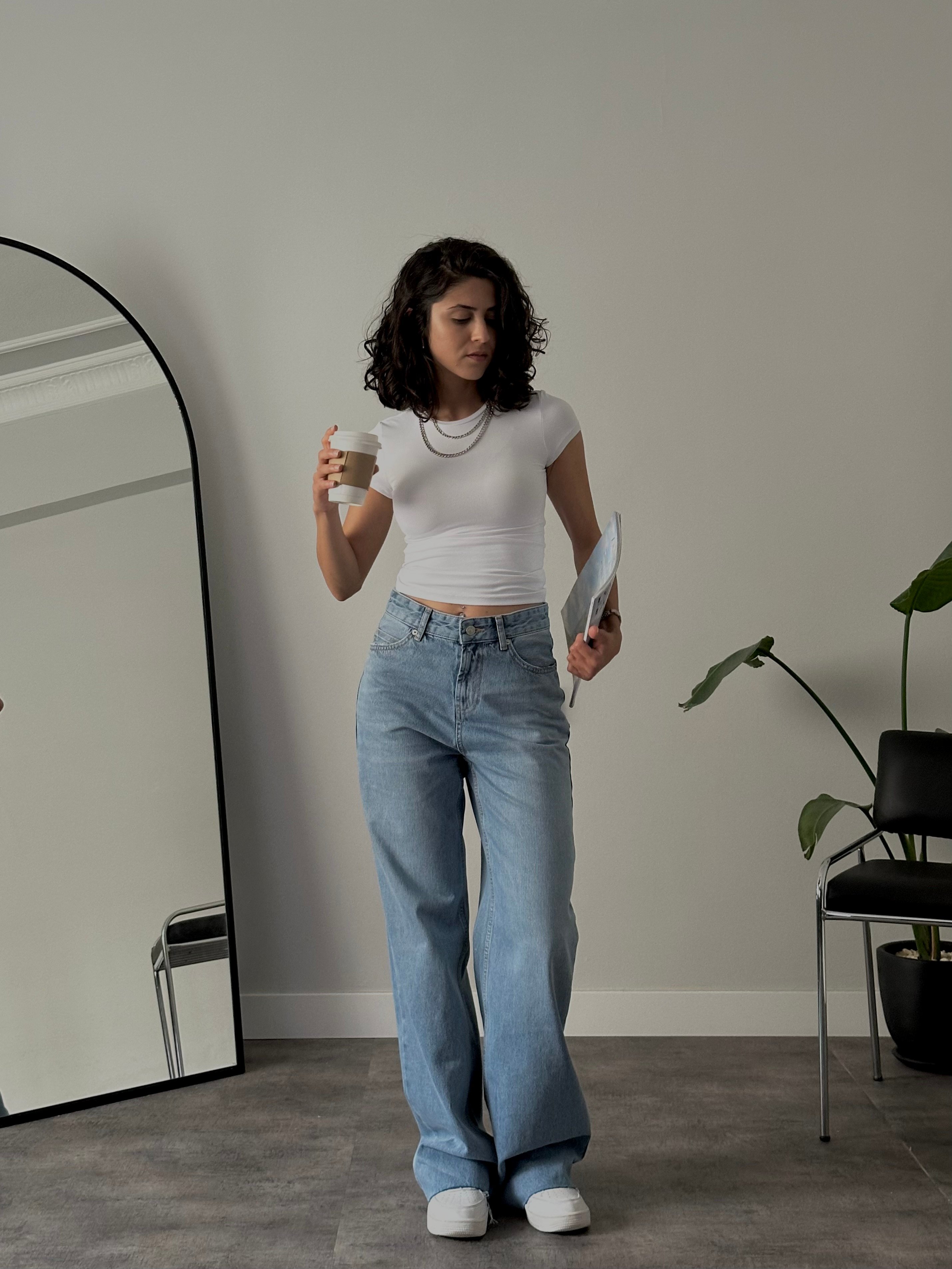 Yüksek Bel Straight Jean - Mavi Denim