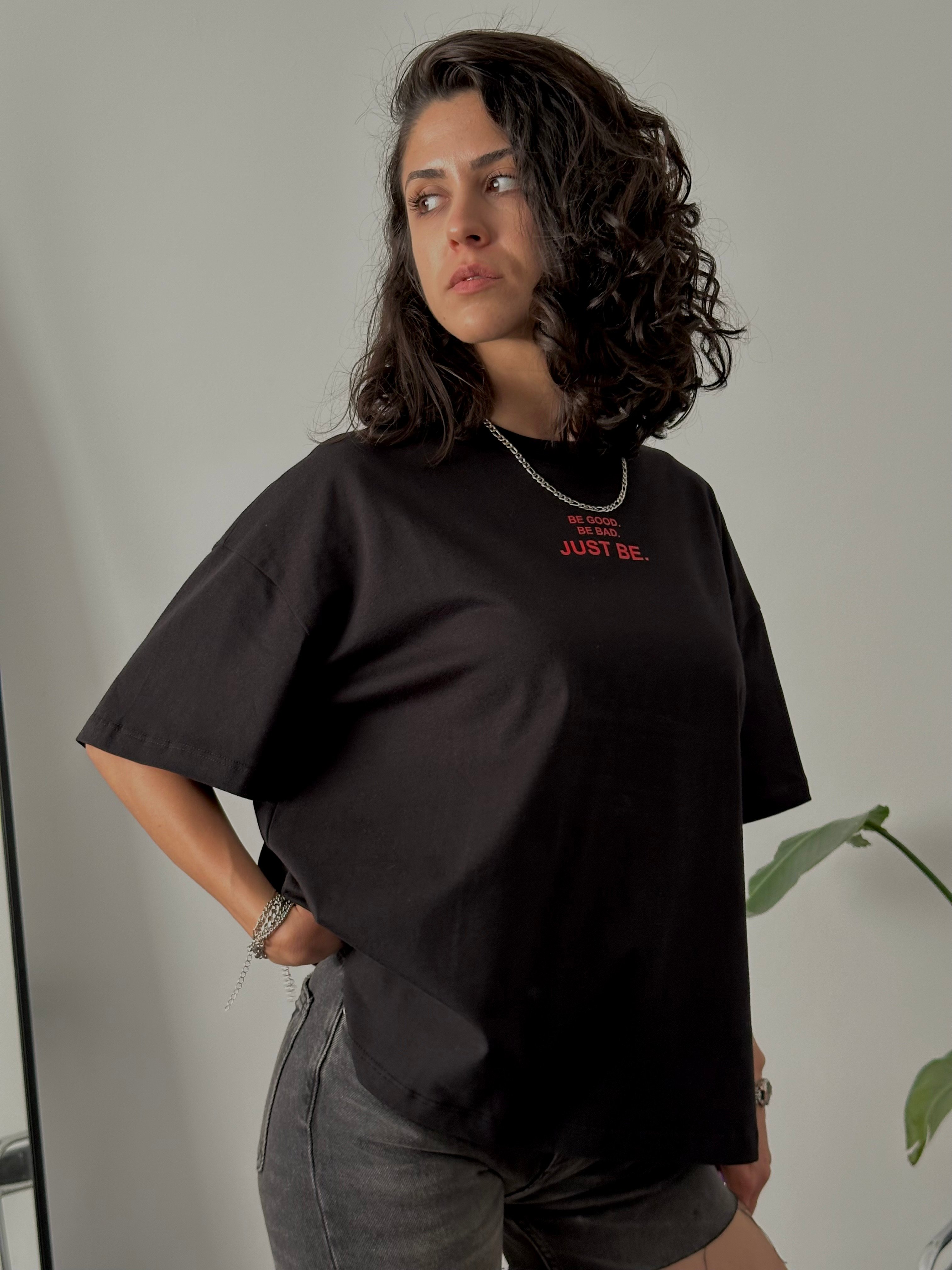 %100 Pamuk Oversize Baskılı Tişört