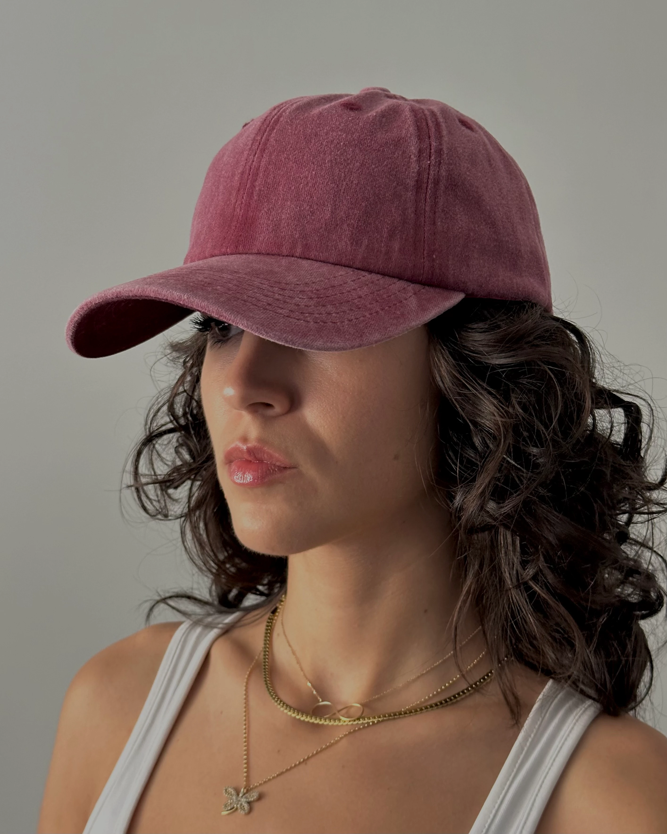 %100 Pamuk Asit Yıkamalı Şapka - Bordo