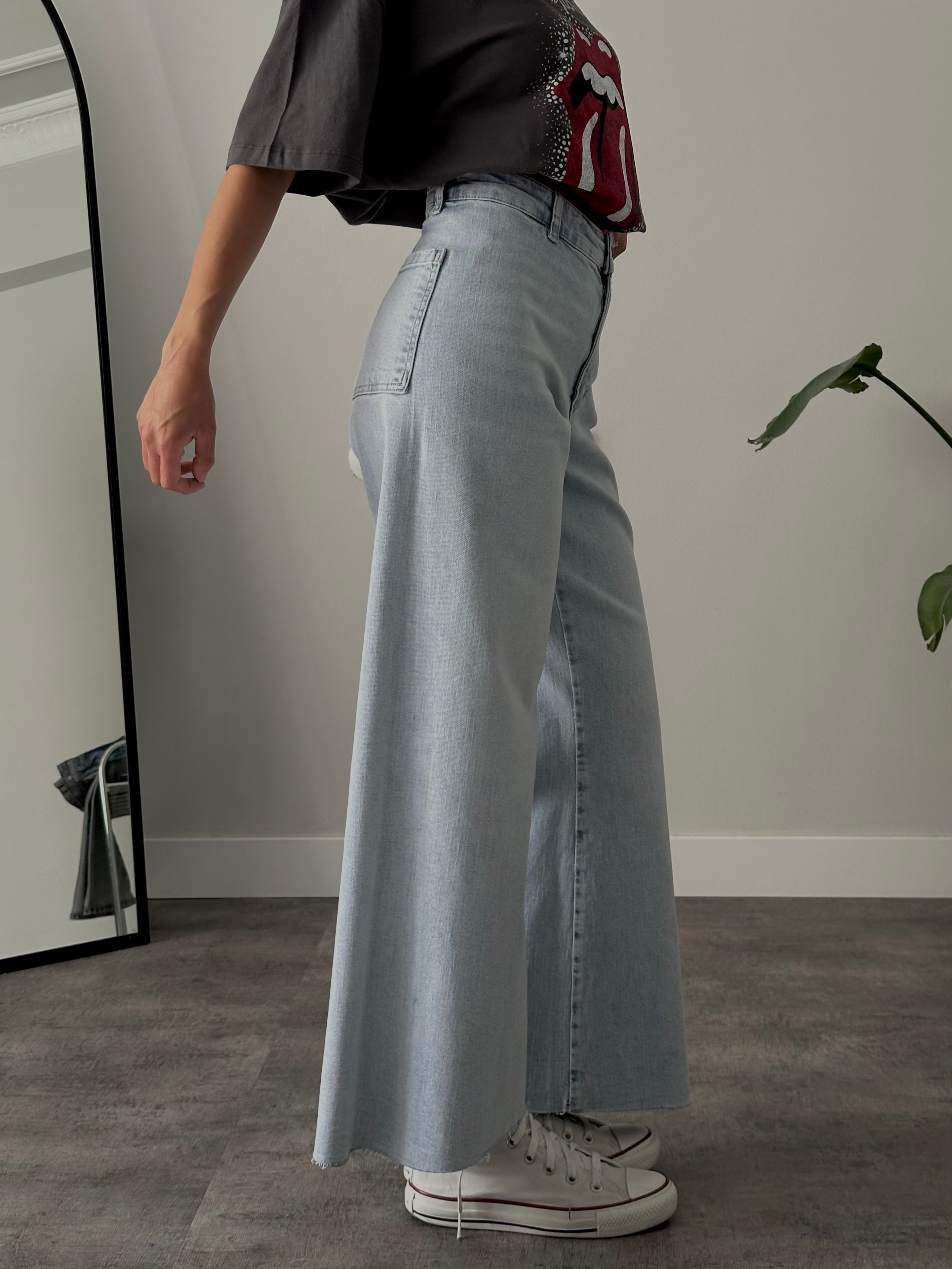 Yüksek Bel Wide Leg Jean