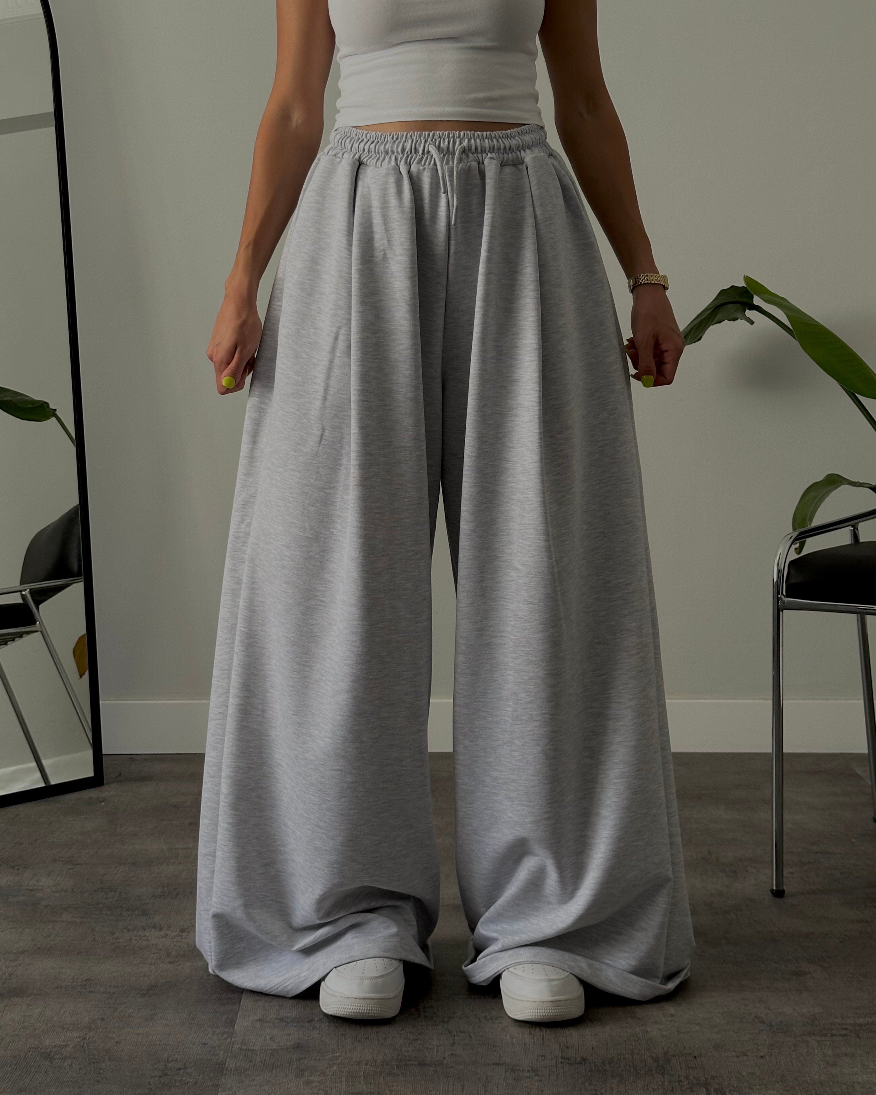 Yüksek Bel Extra Oversize Eşofman Altı - Grey