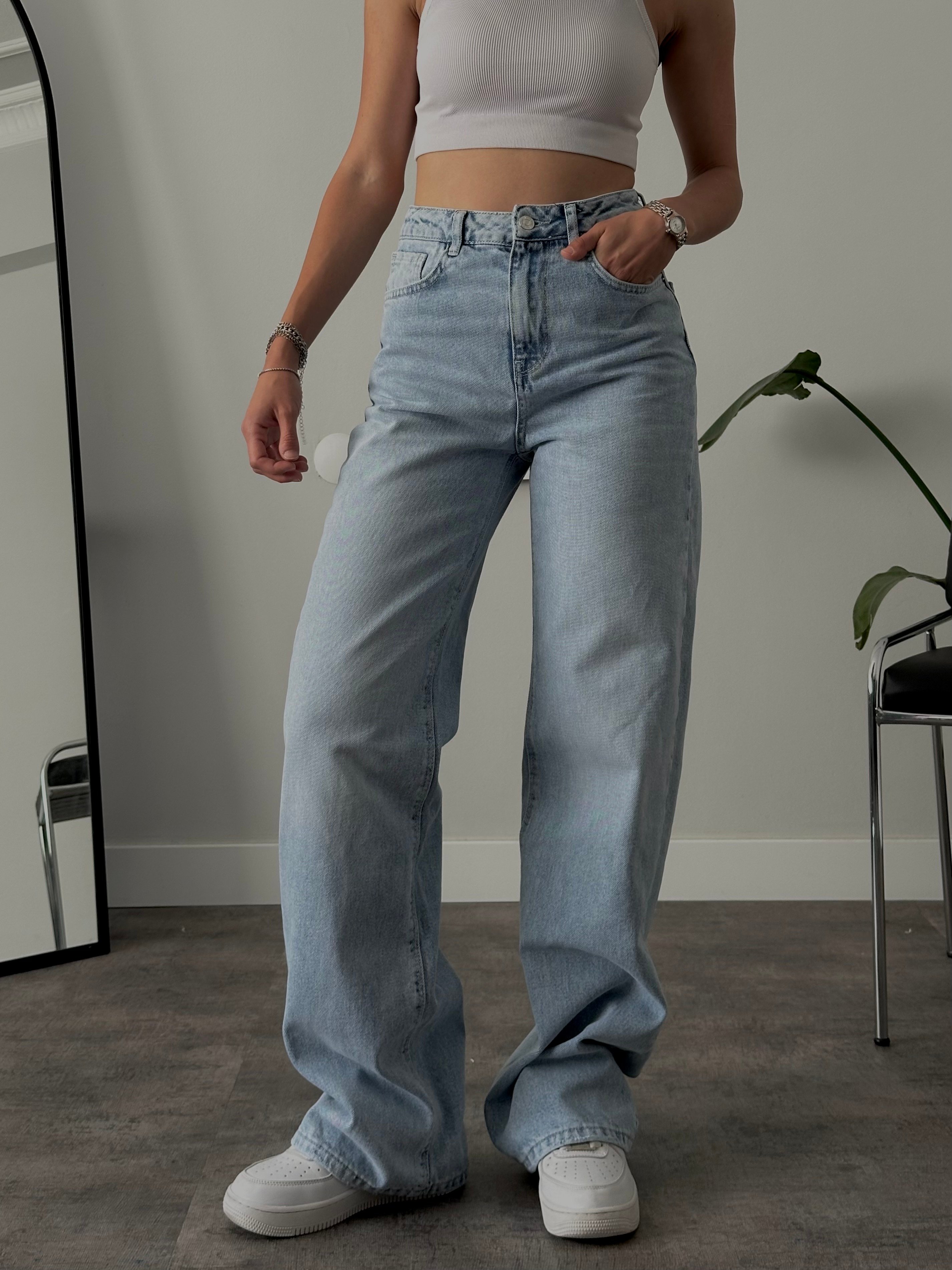 Yüksek Bel Straight Fit Jean