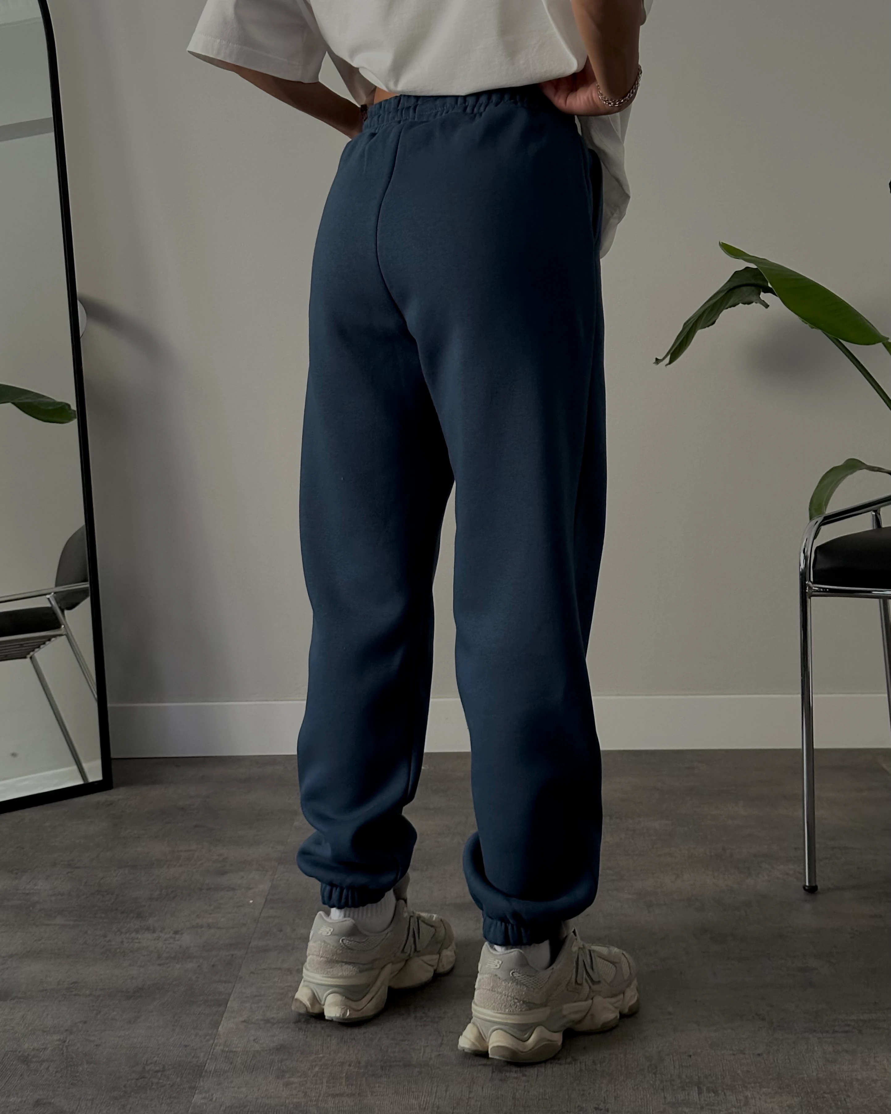 Rahat Kalıp Üç İplik Şardonlu Jogger Eşofman - İndigo