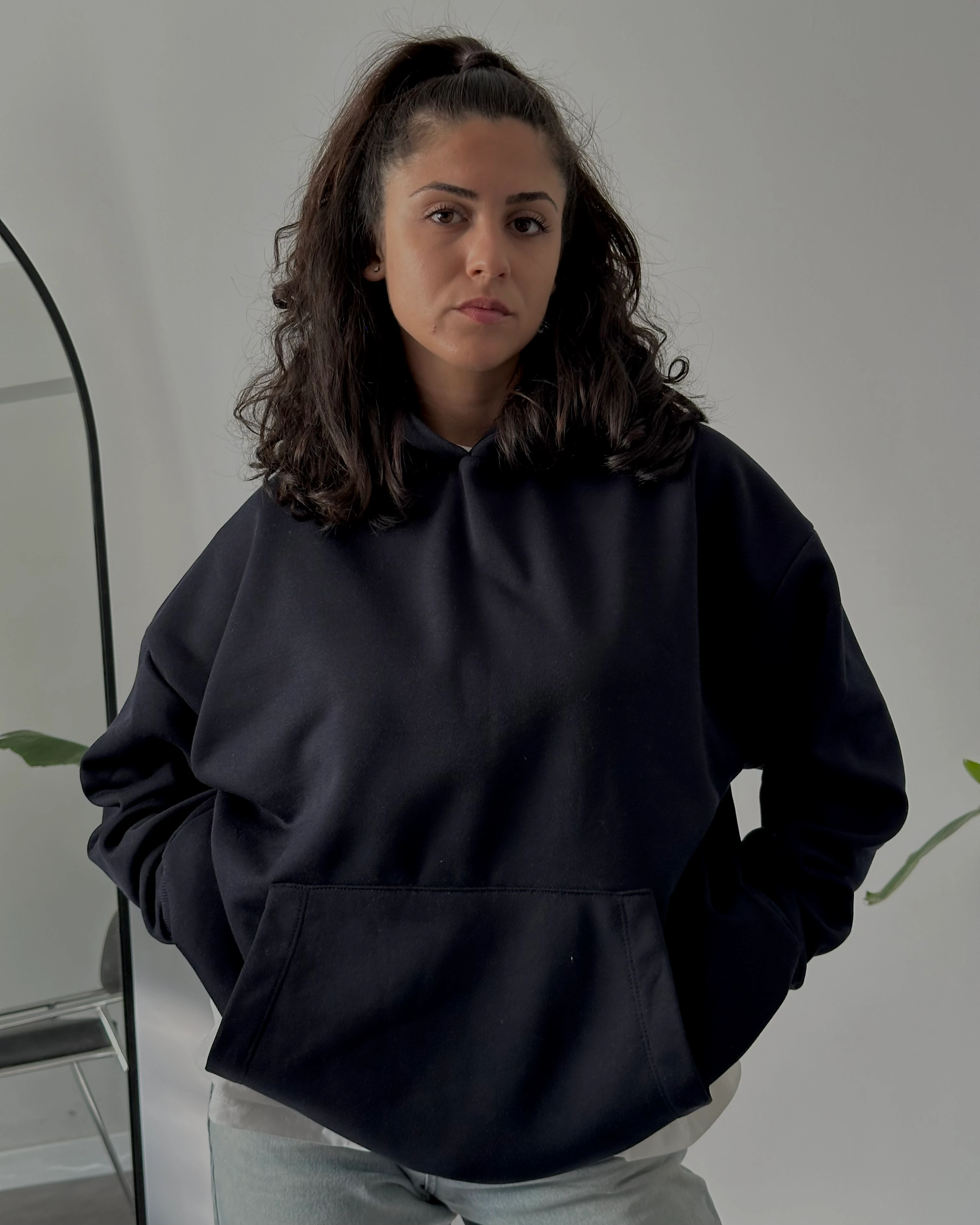 Oversize Kadın Kapüşonlu Sweatshirt - Lacivert