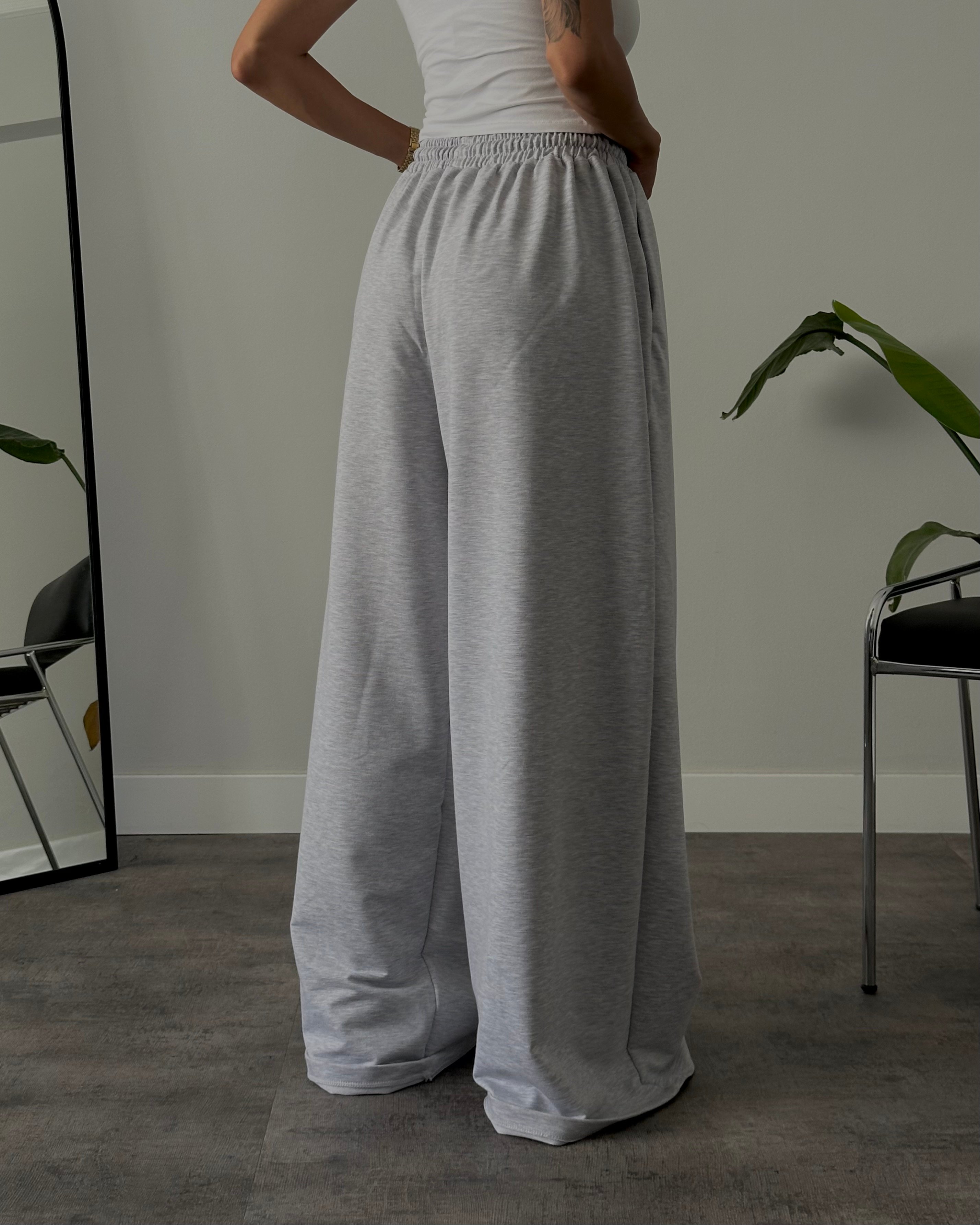 Yüksek Bel Extra Oversize Eşofman Altı - Grey