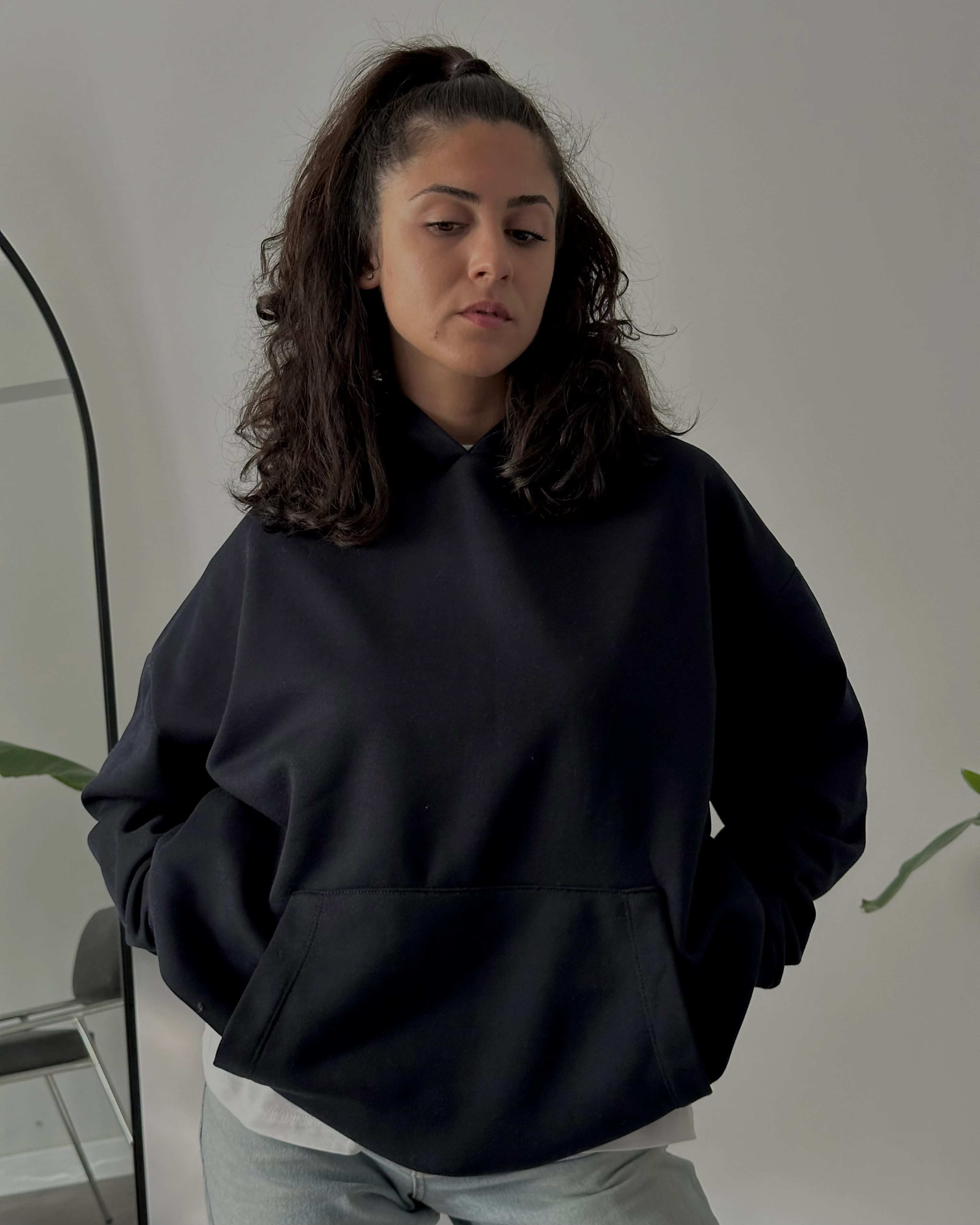 Oversize Kadın Kapüşonlu Sweatshirt - Lacivert