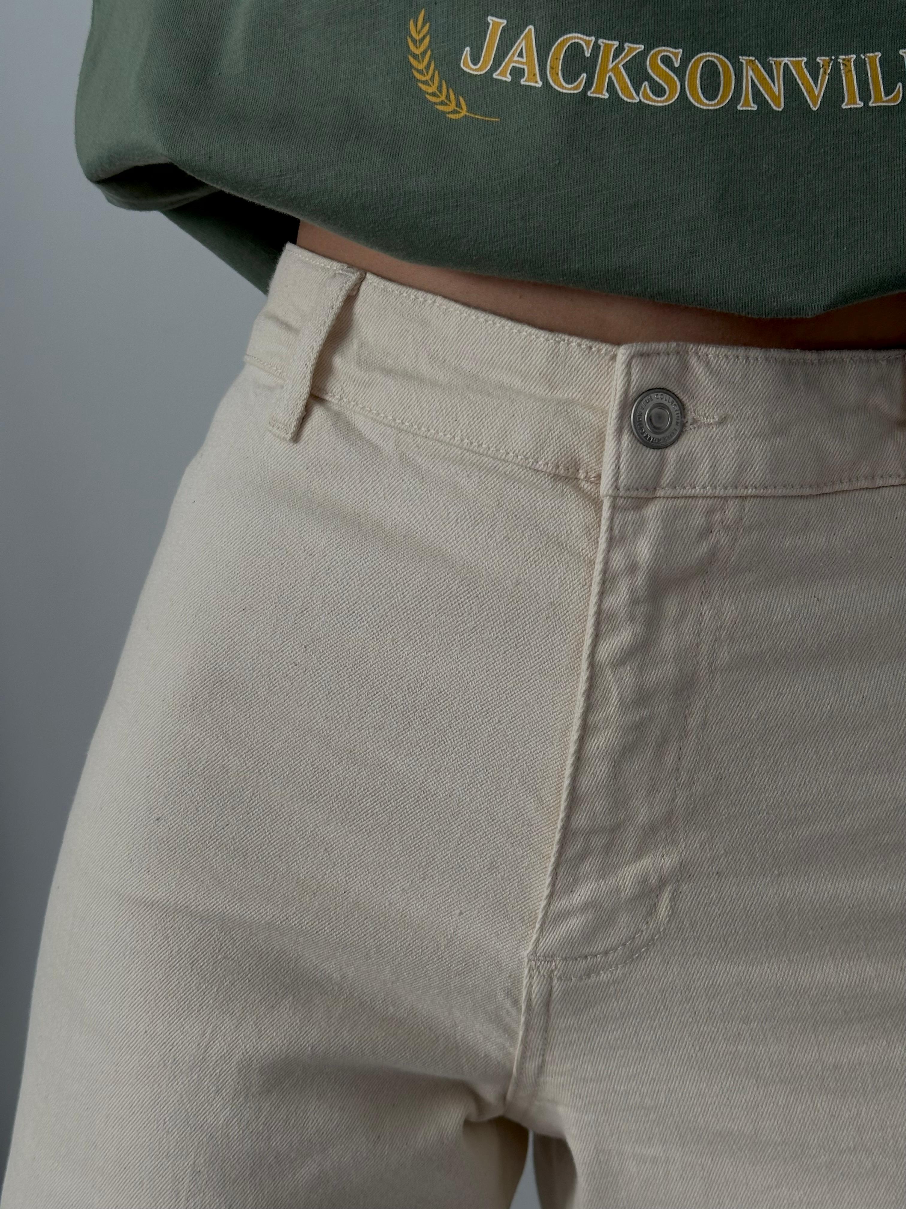 Yüksek Bel Wide Leg Jean - Ekru