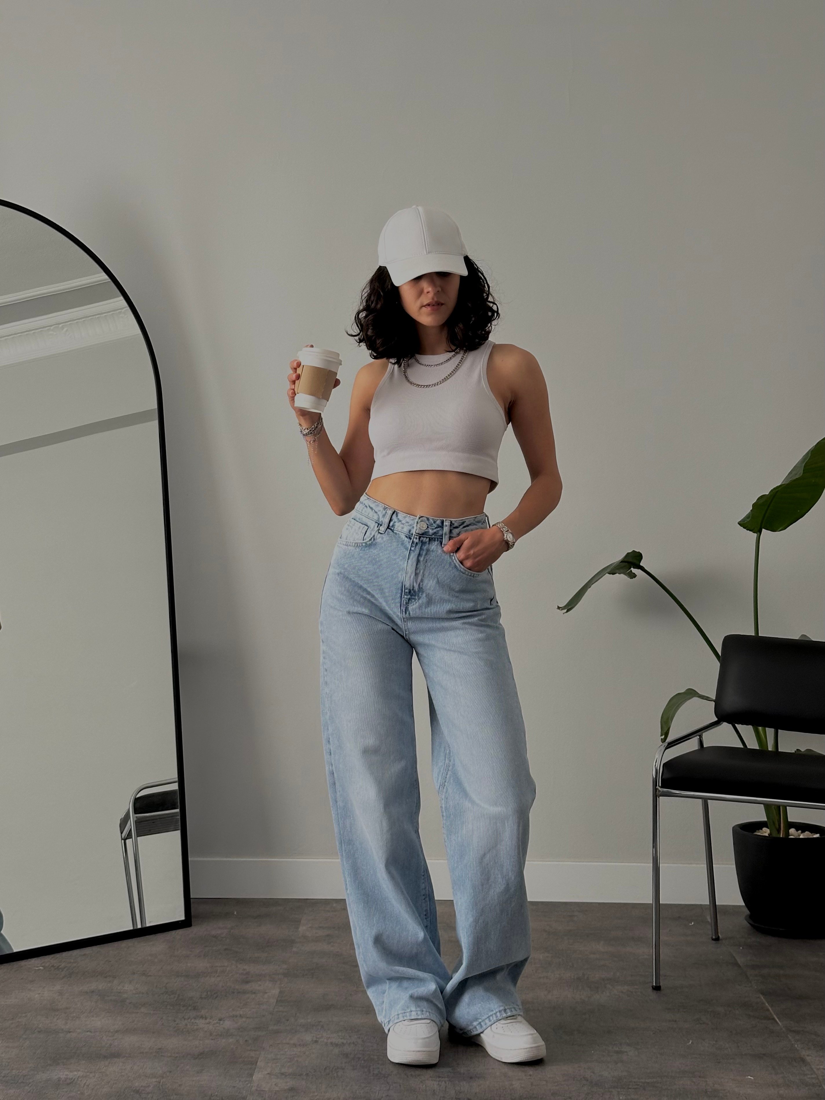 Yüksek Bel Straight Fit Jean