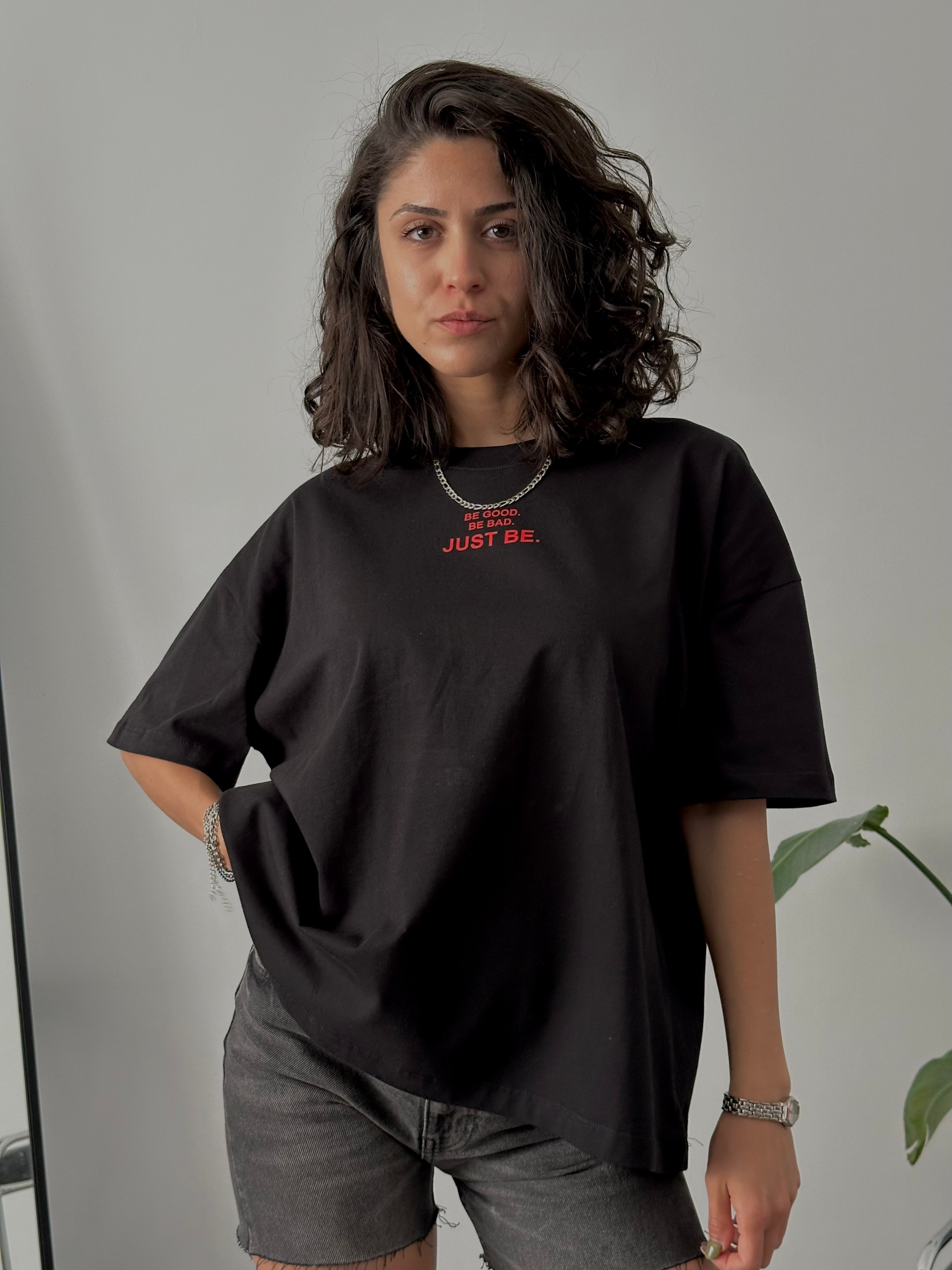 %100 Pamuk Oversize Baskılı Tişört