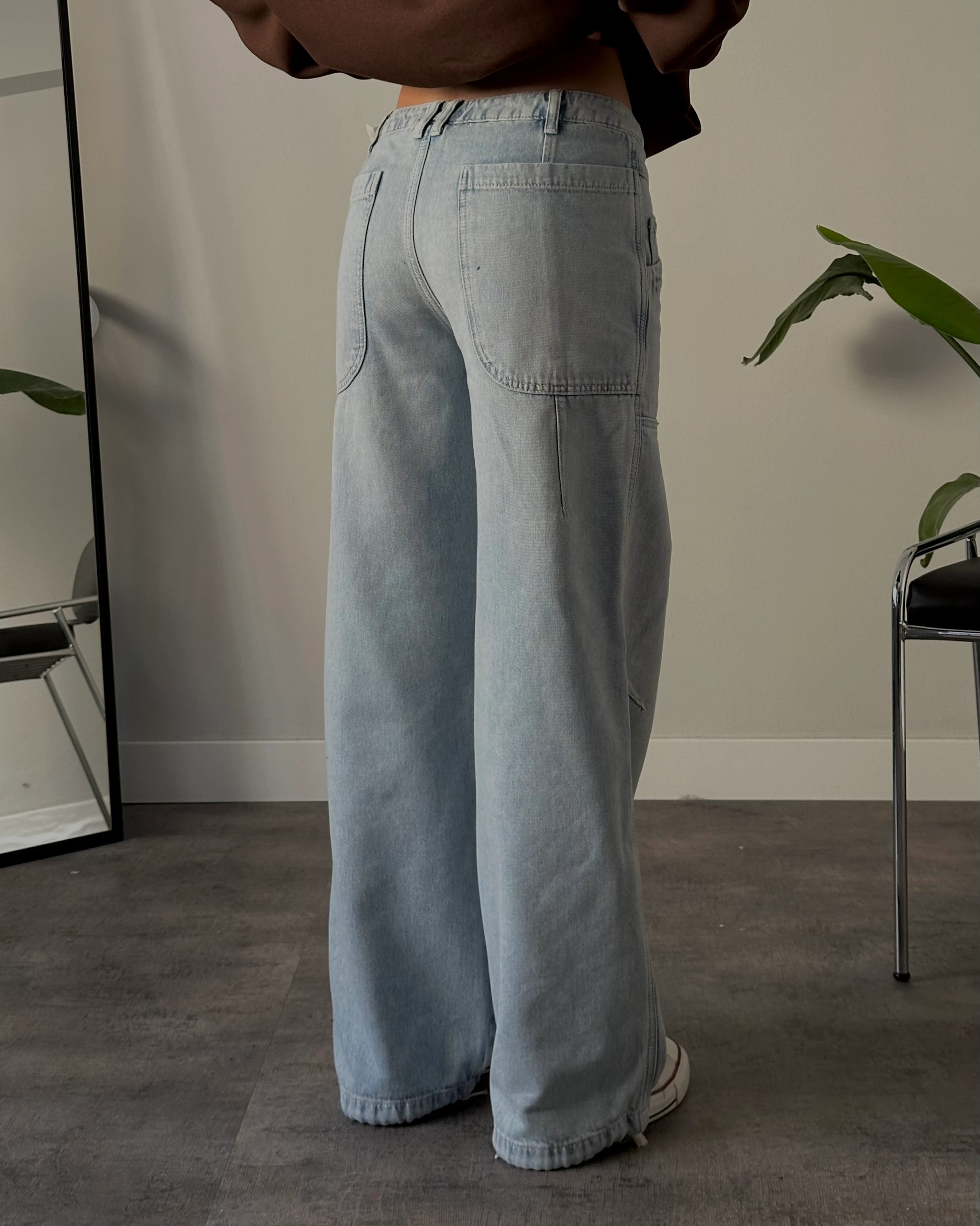 Orta Bel Relaxed Büzgülü Paça Jean