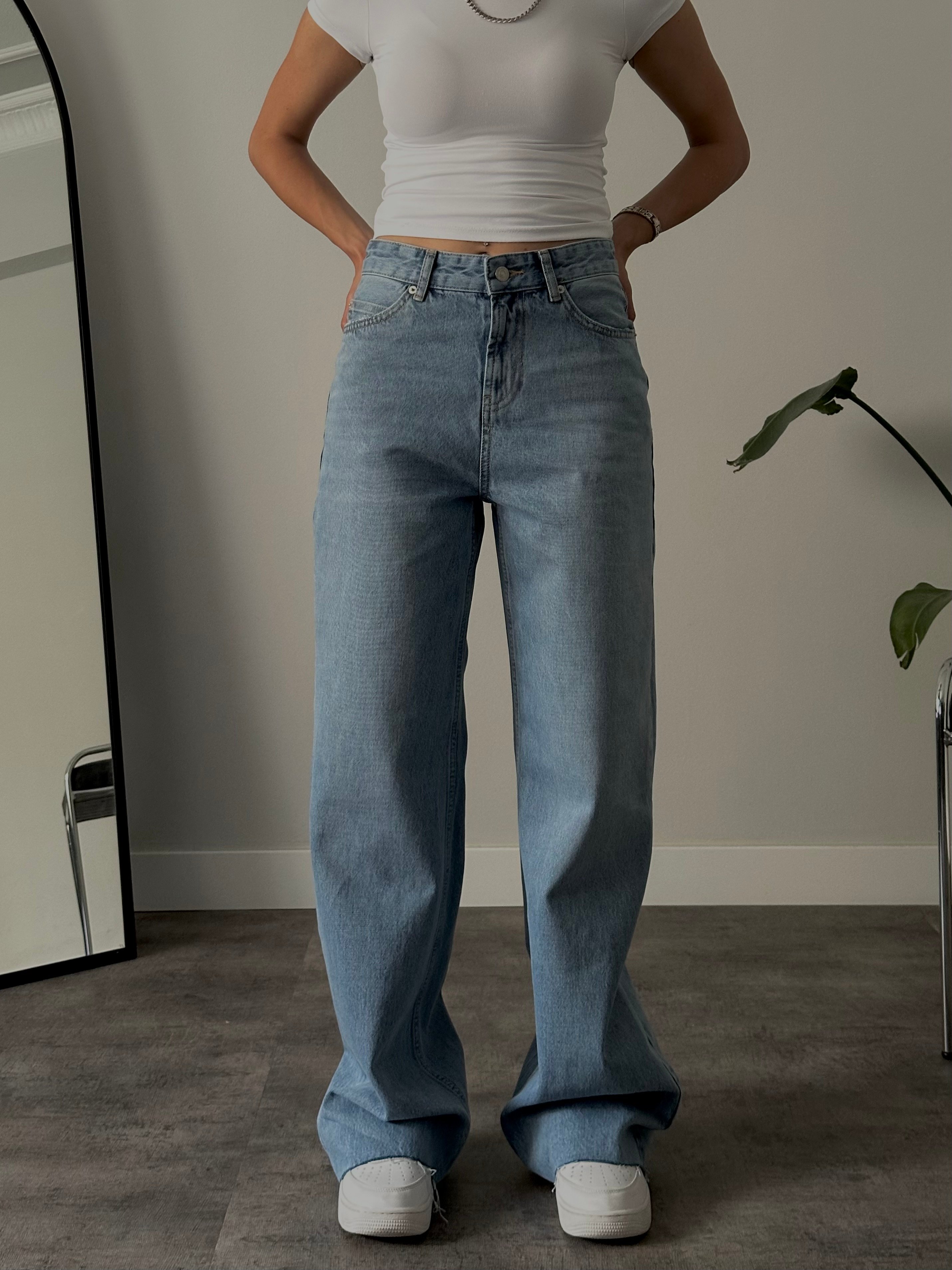 Yüksek Bel Straight Jean - Mavi Denim