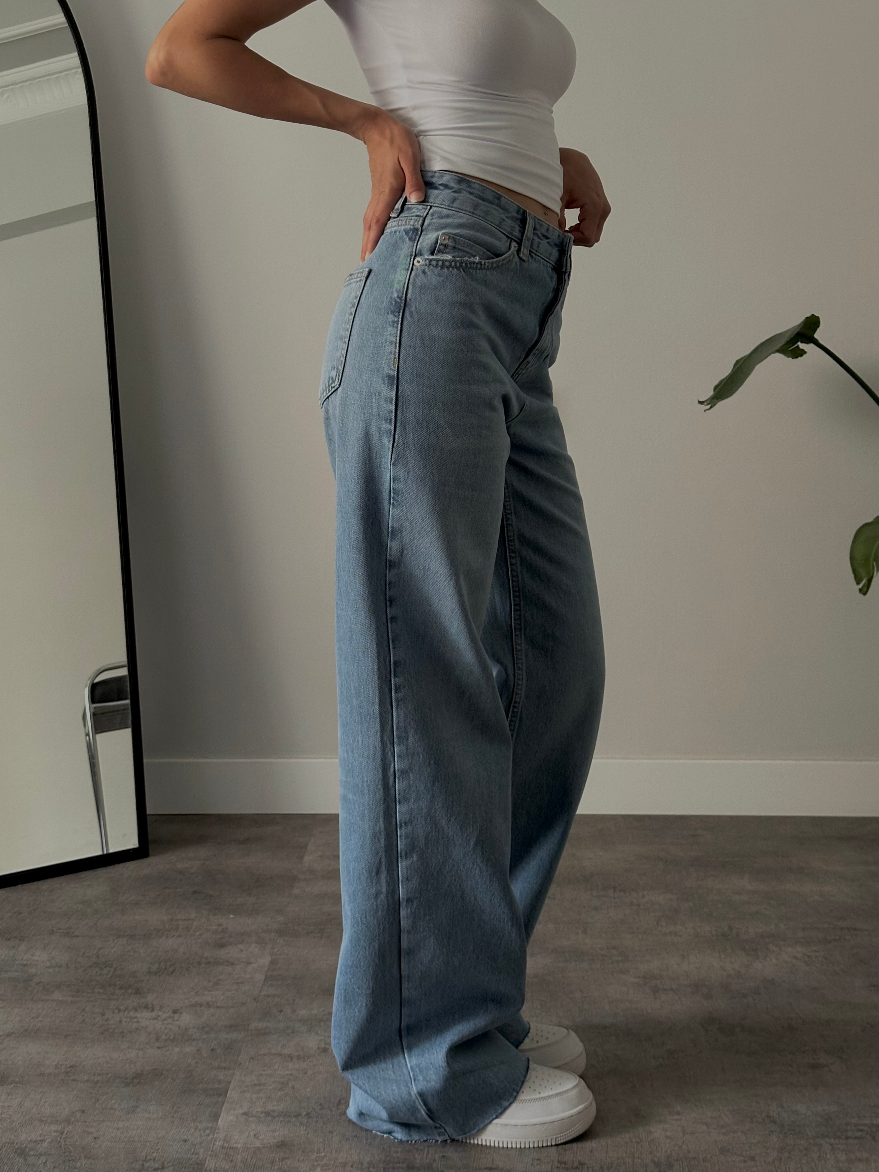 Yüksek Bel Straight Jean - Mavi Denim