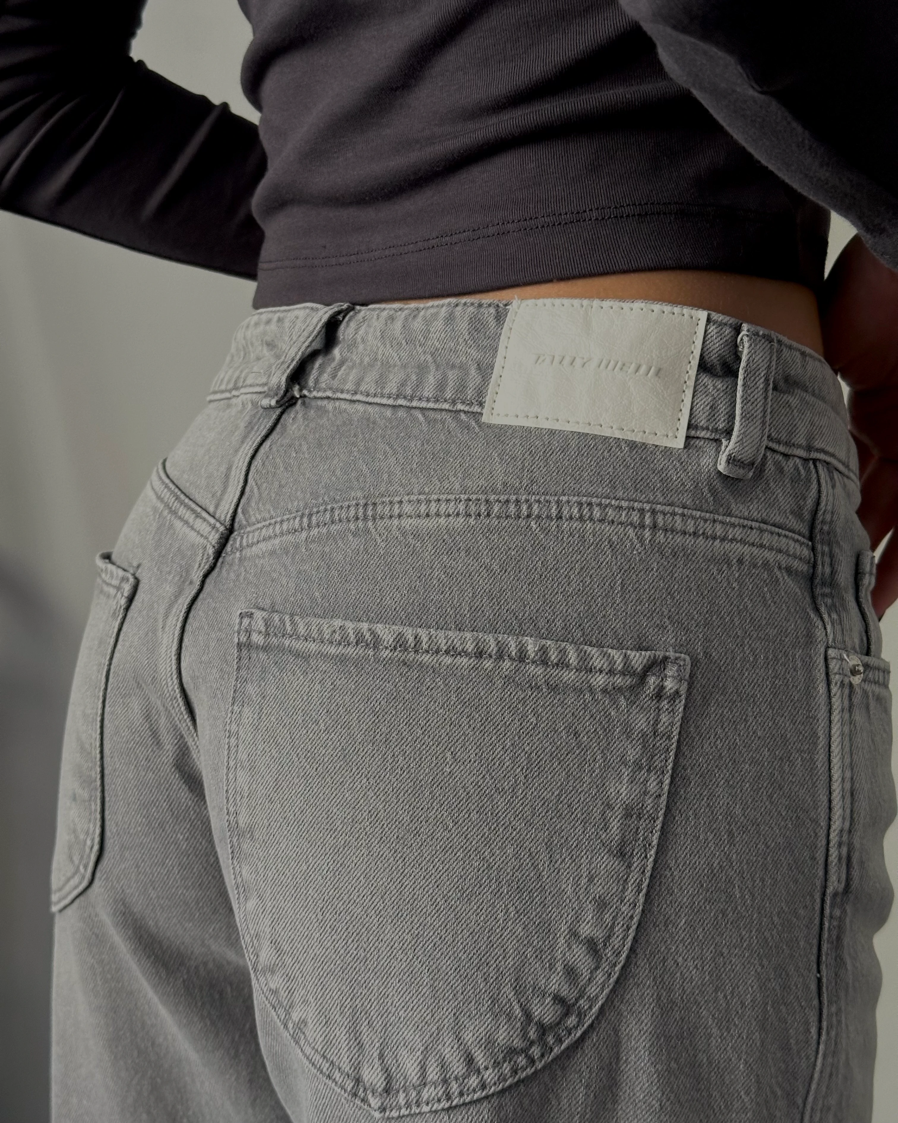 90's Düşük Bel Straight Jean - Gri Denim