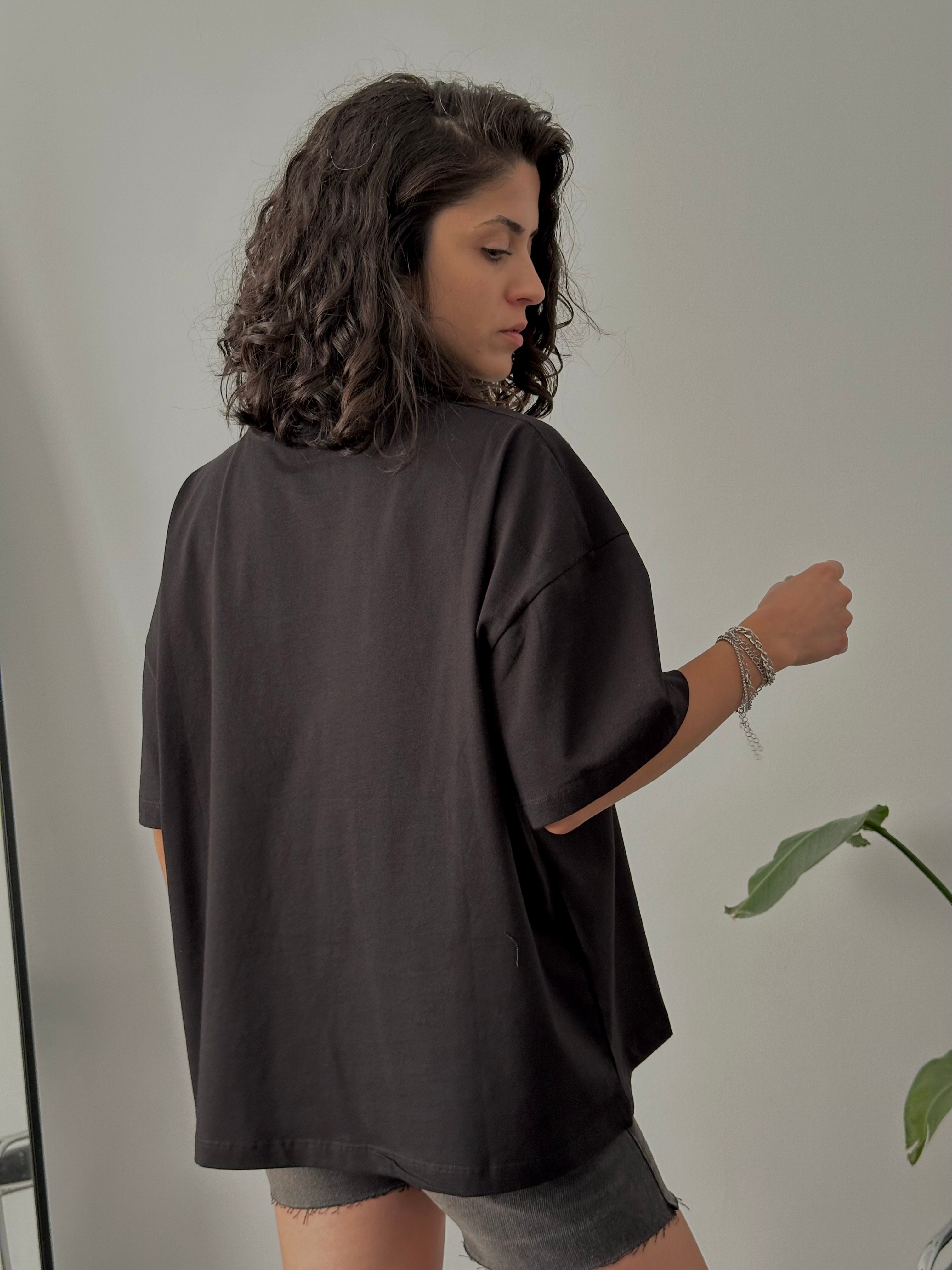 %100 Pamuk Oversize Baskılı Tişört