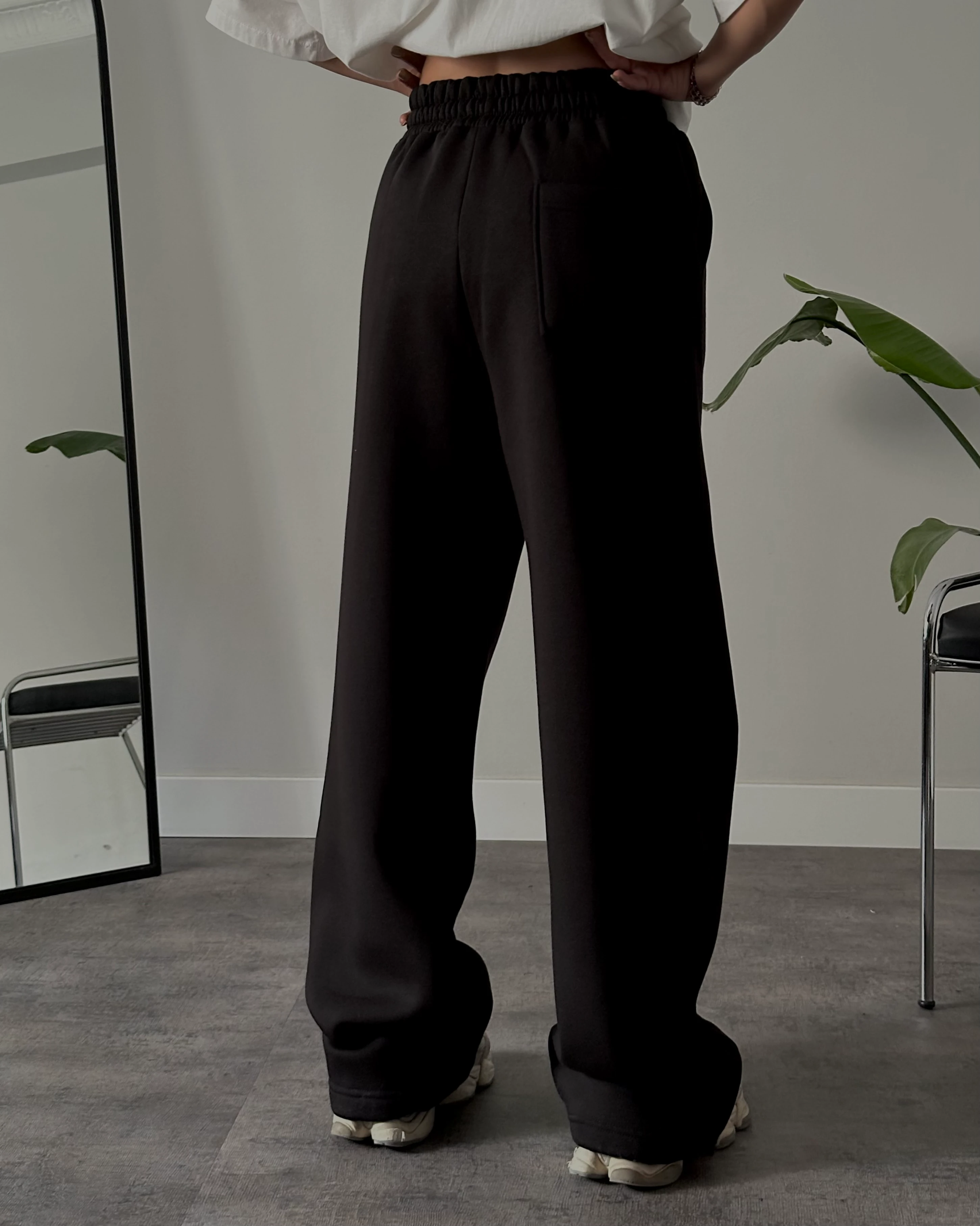 Ultra Yüksek Bel Baggy Fit Üç İplik Şardonlu Eşofman Altı