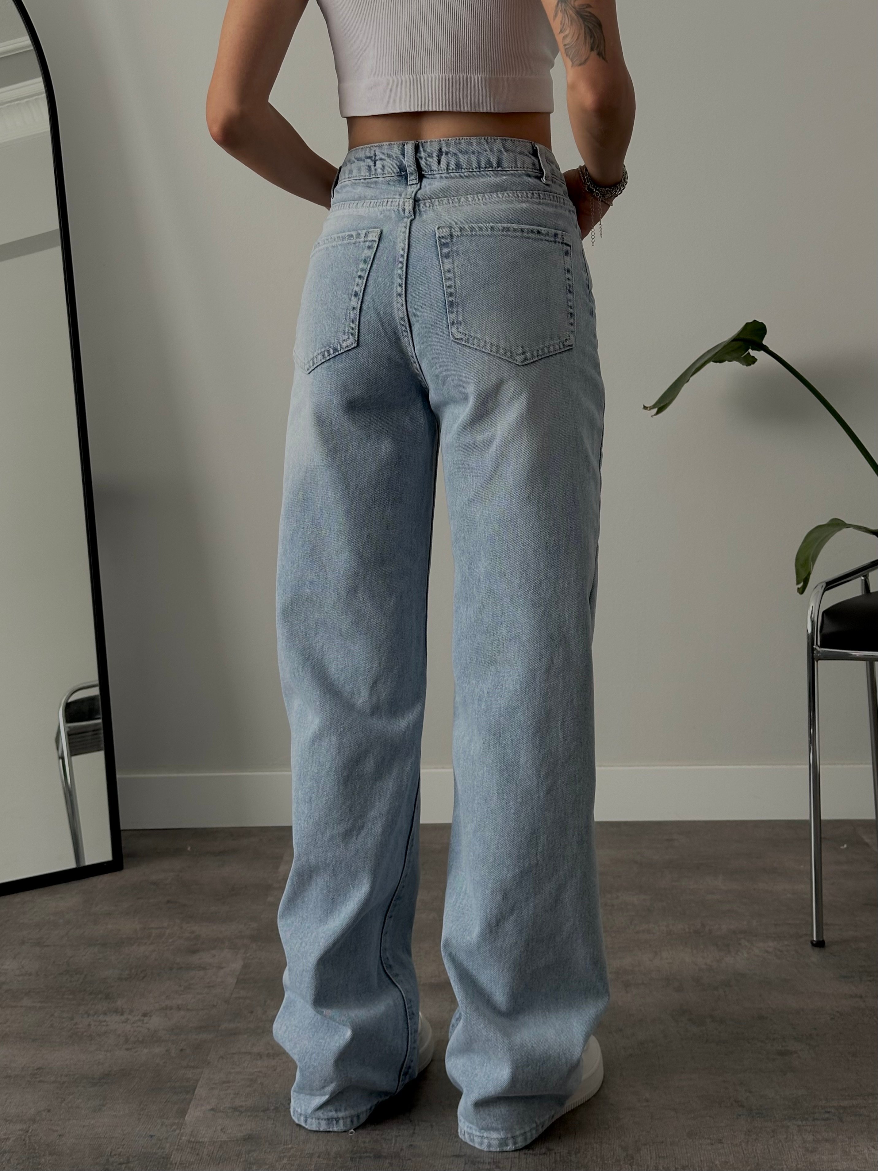 Yüksek Bel Straight Fit Jean