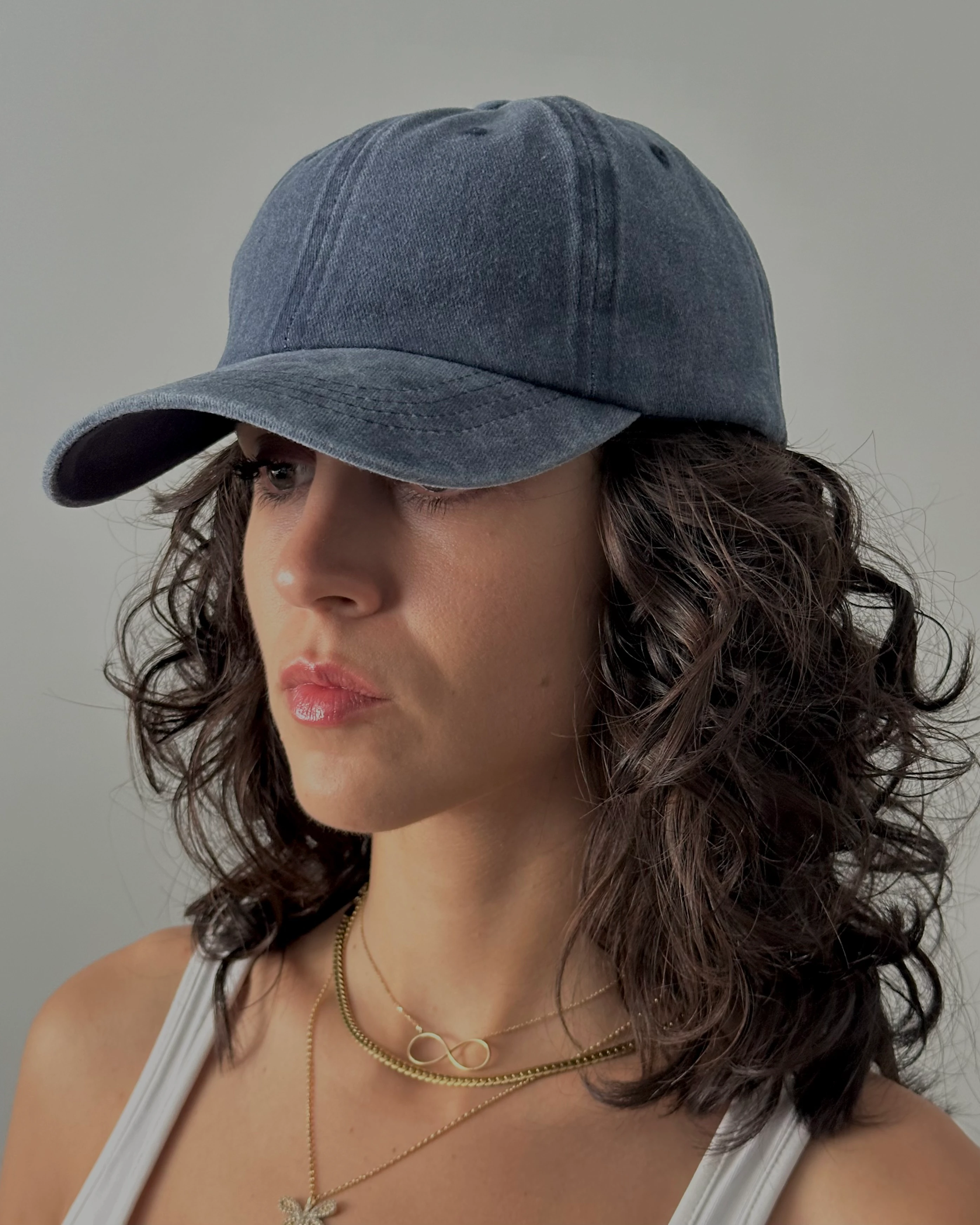 %100 Pamuk Asit Yıkamalı Şapka - Mavi