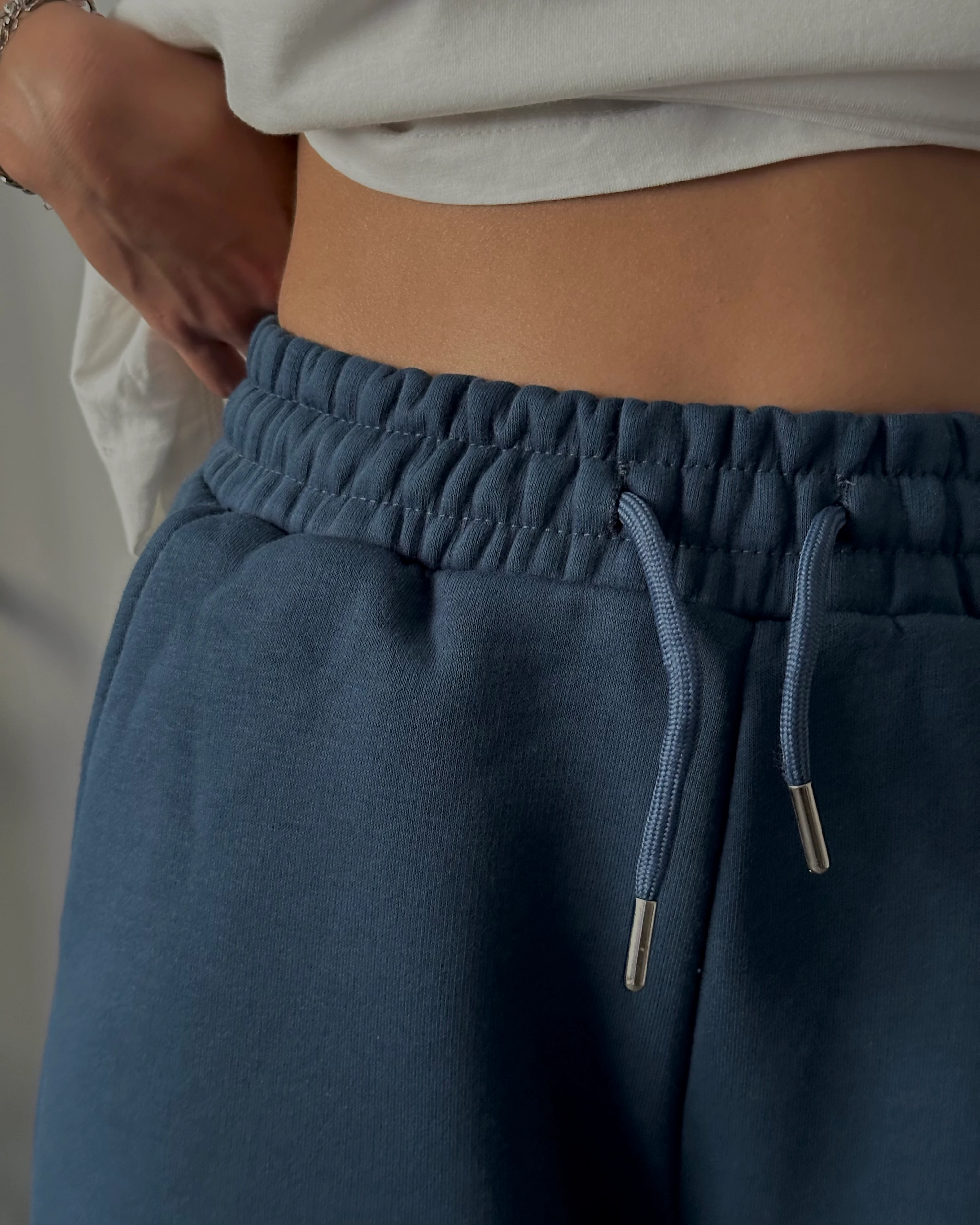 Rahat Kalıp Üç İplik Şardonlu Jogger Eşofman - İndigo