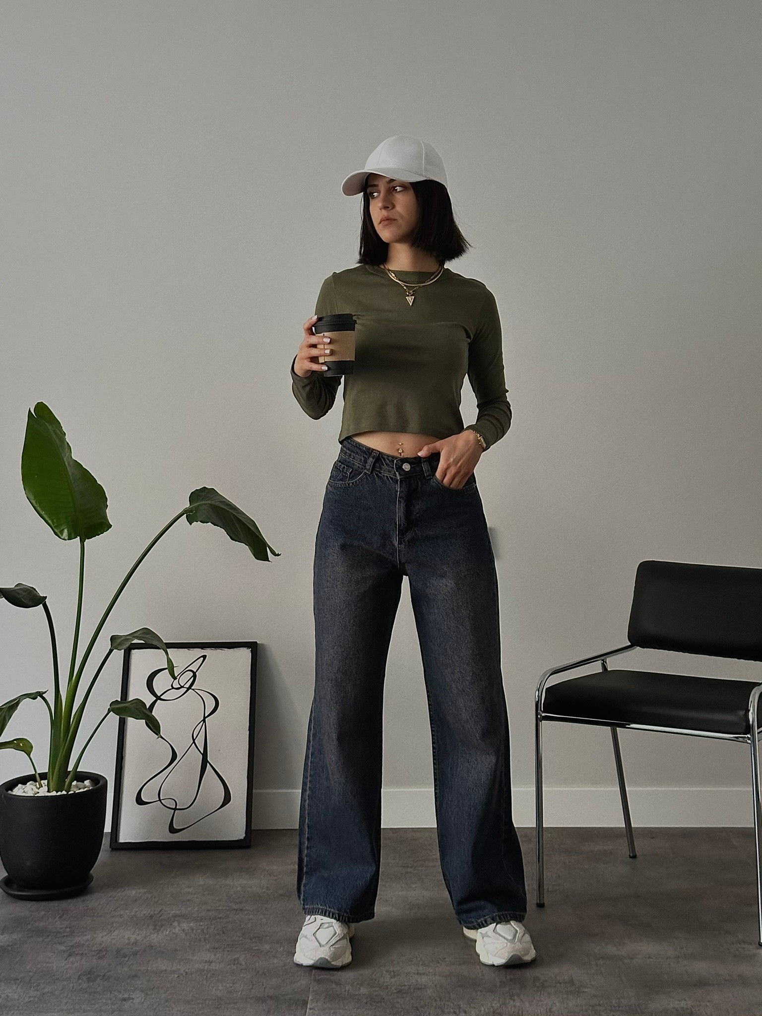 Yüksek Bel Yıkamalı Extra Wide Leg Jean - Lacivert Denim