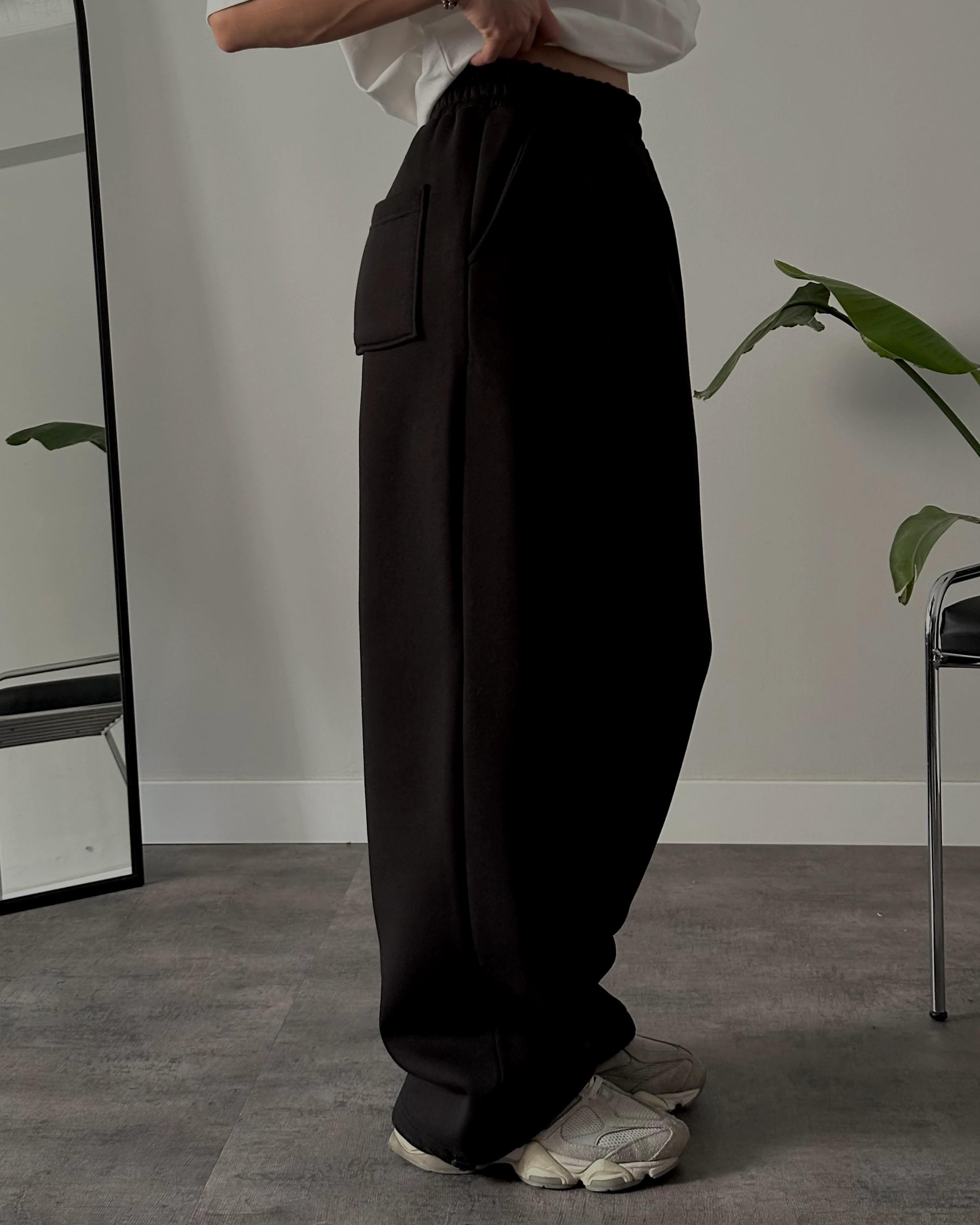 Ultra Yüksek Bel Baggy Fit Üç İplik Şardonlu Eşofman Altı