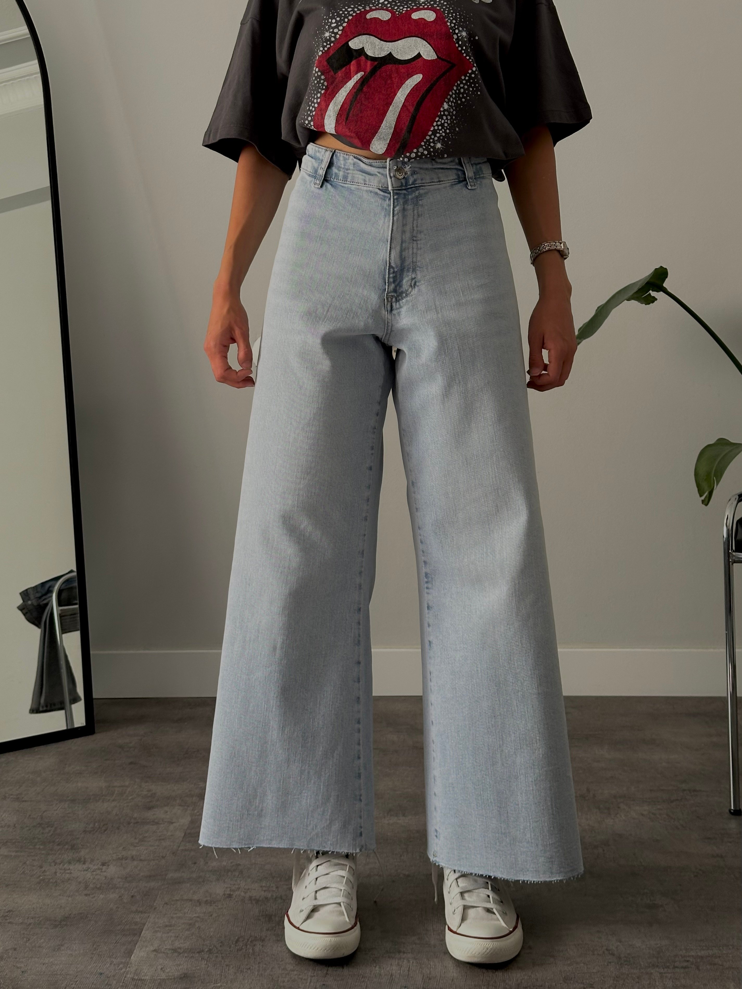 Yüksek Bel Wide Leg Jean