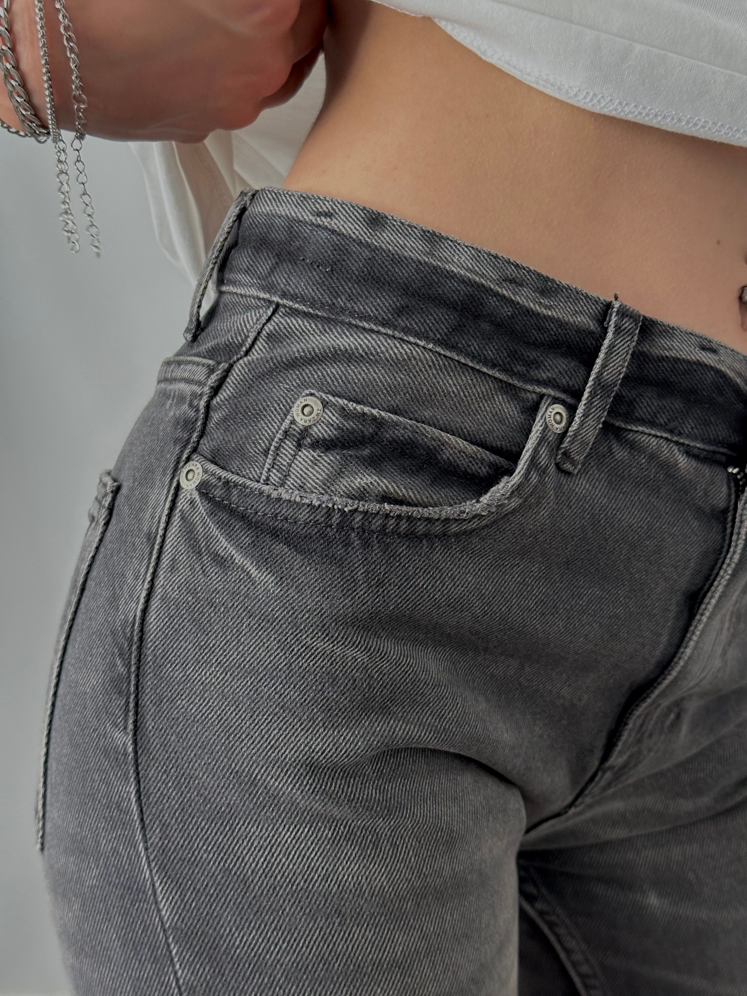 Yüksek Bel Denim Şort - Koyu Siyah Denim