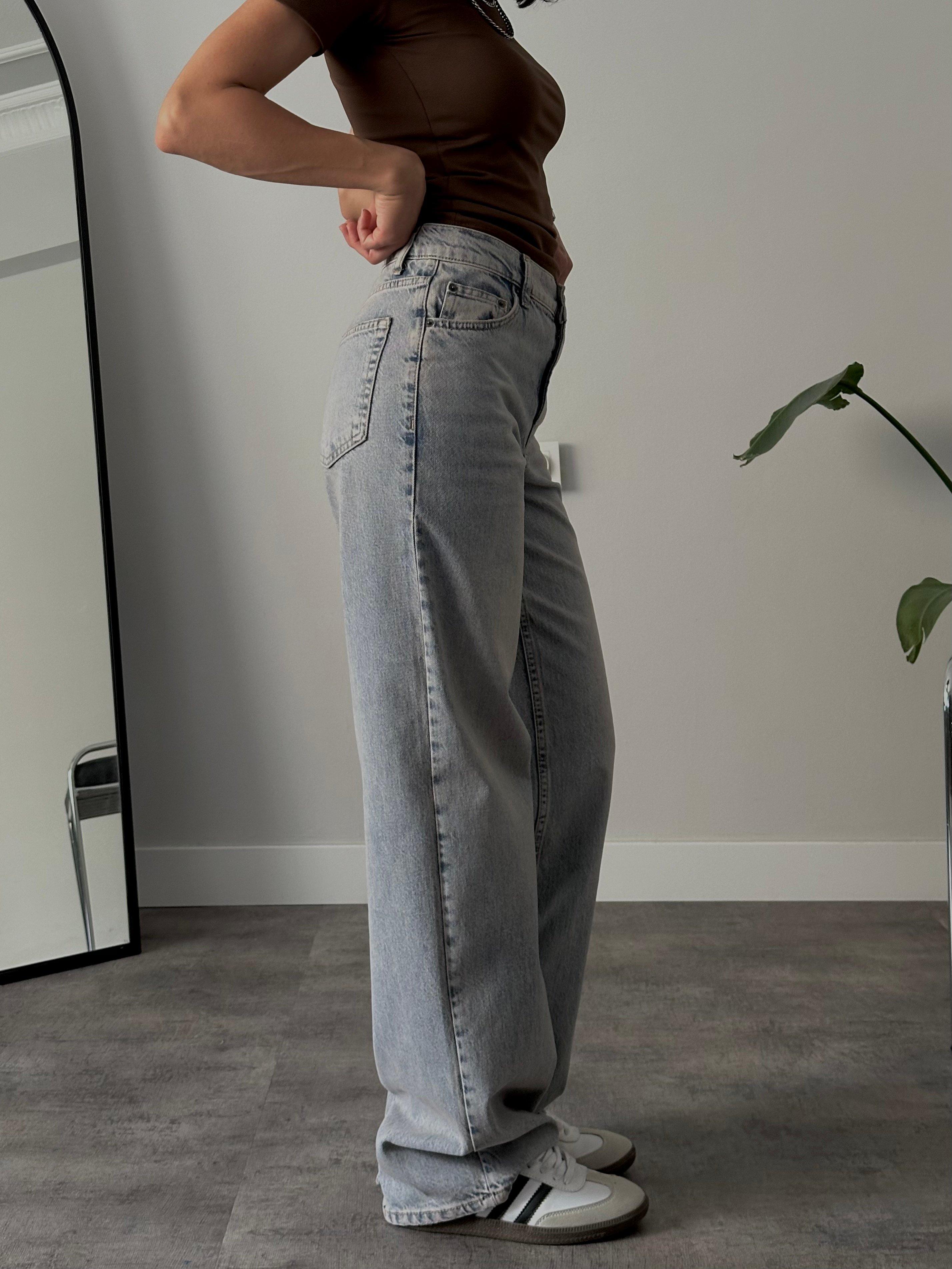 Yüksek Bel Vintage Mavi Relaxed Jean