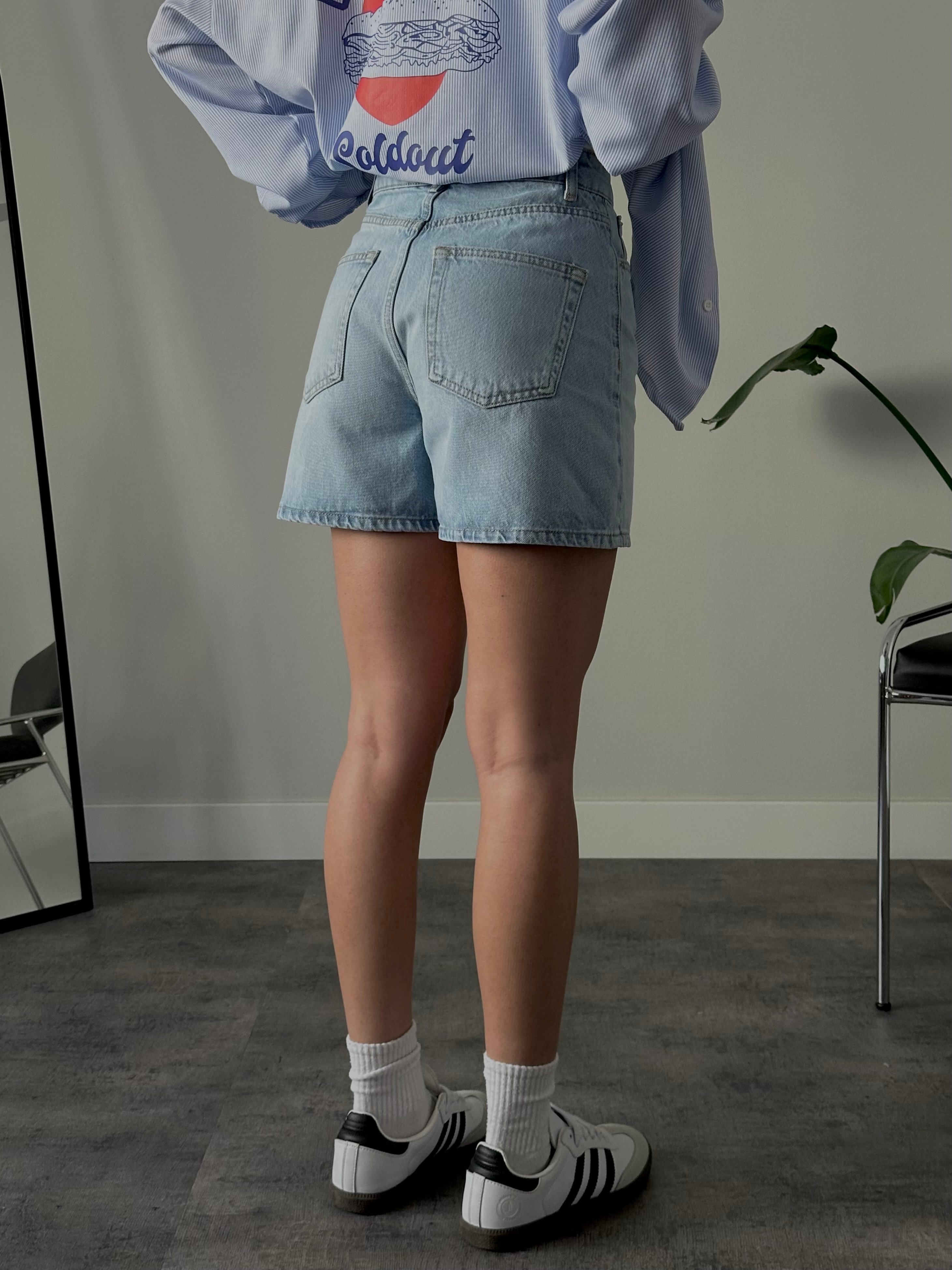 Yüksek Bel Mom Denim Şort