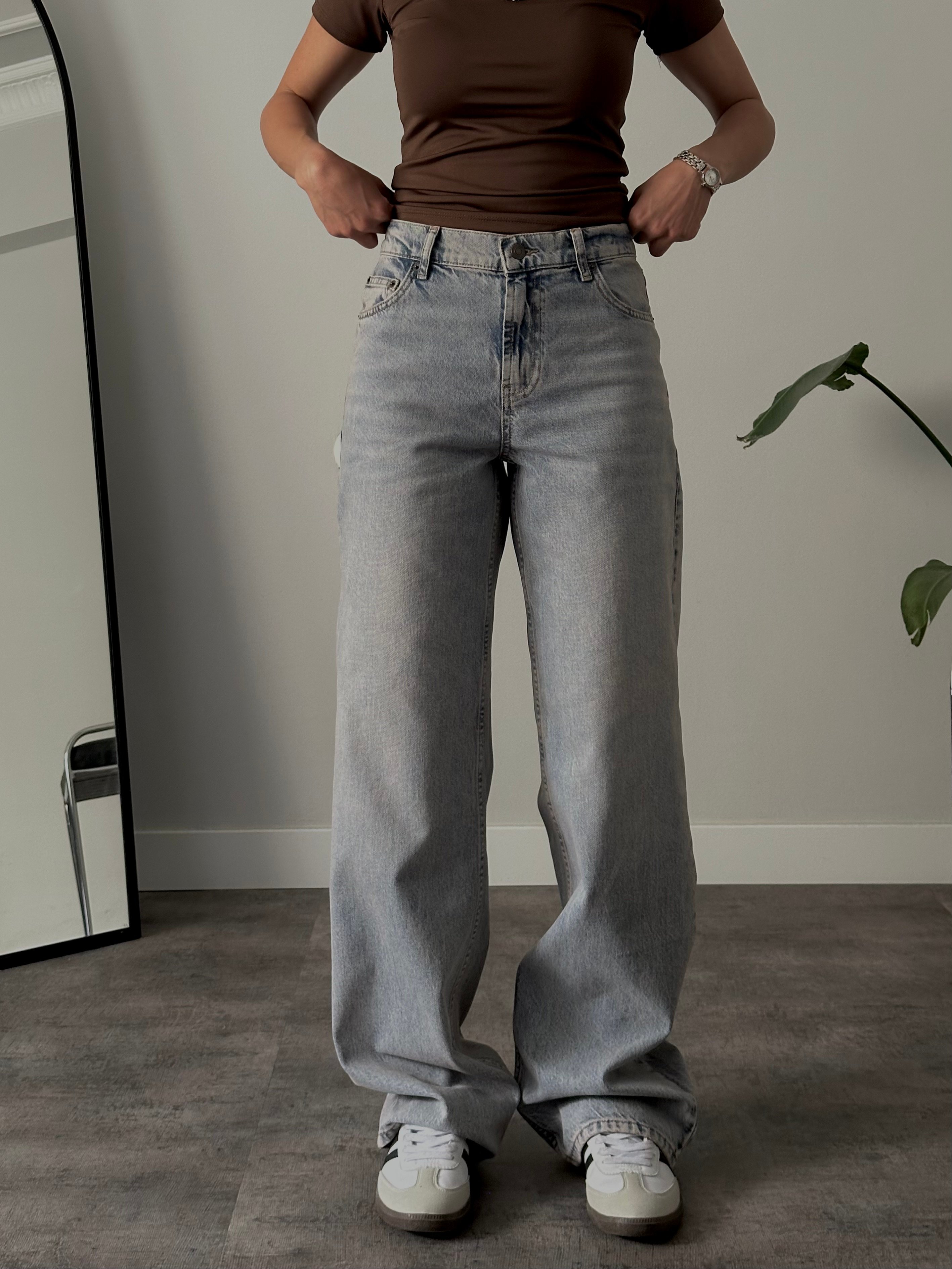 Yüksek Bel Vintage Mavi Relaxed Jean