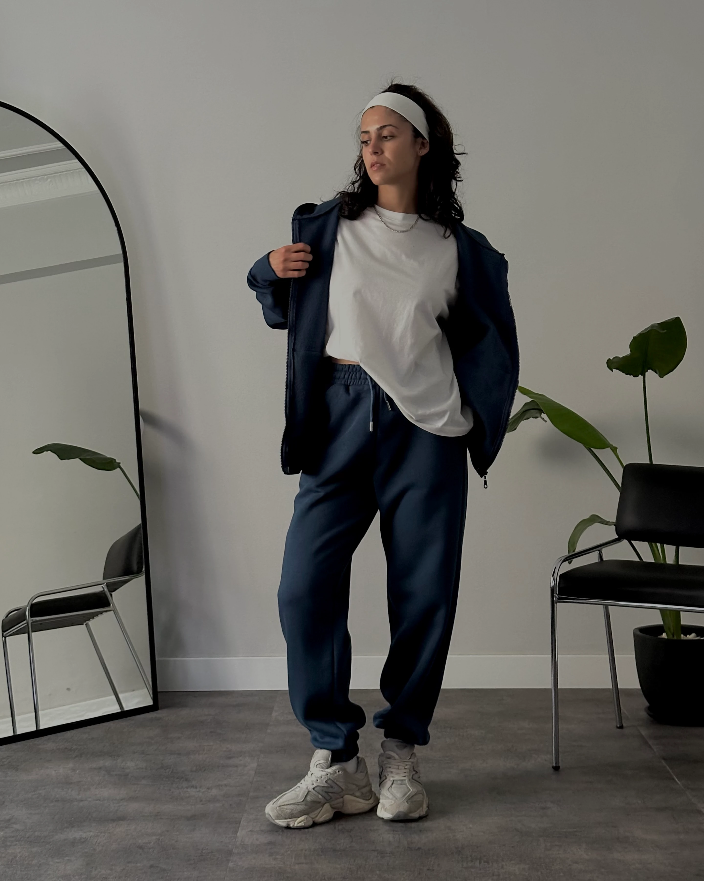 İndigo Üç İplik Şardonlu Eşofman Takımı