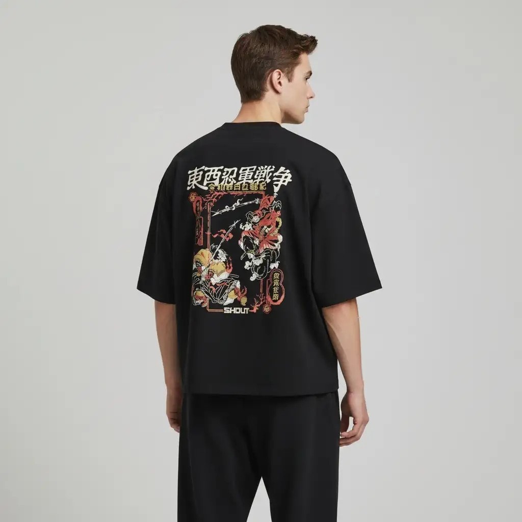 Shout Boxy Fit Oversize Musashi vs Sasuke Unisex T-Shirt