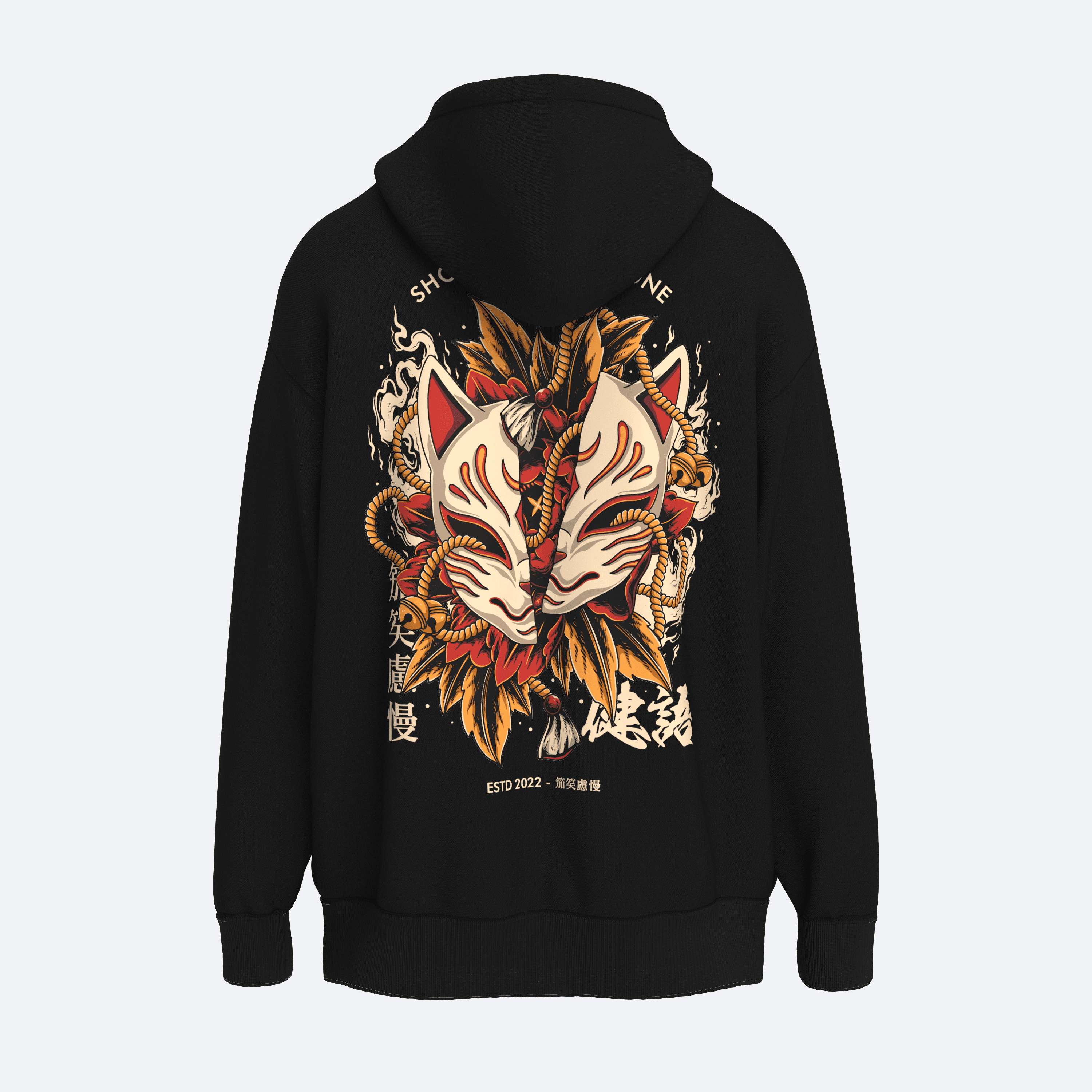 Shout Oversize Mask Kitsune Premium Quality Unisex Zip Up Hoodie