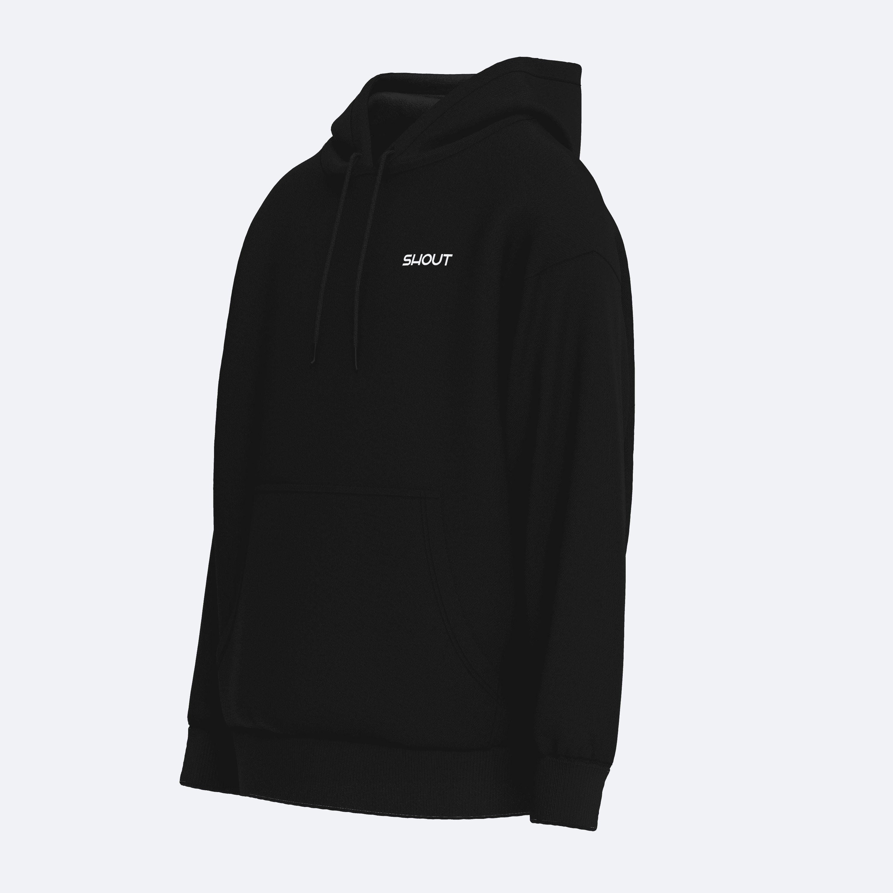 Shout Oversize Basic Black Unisex Oldschool Hoodie